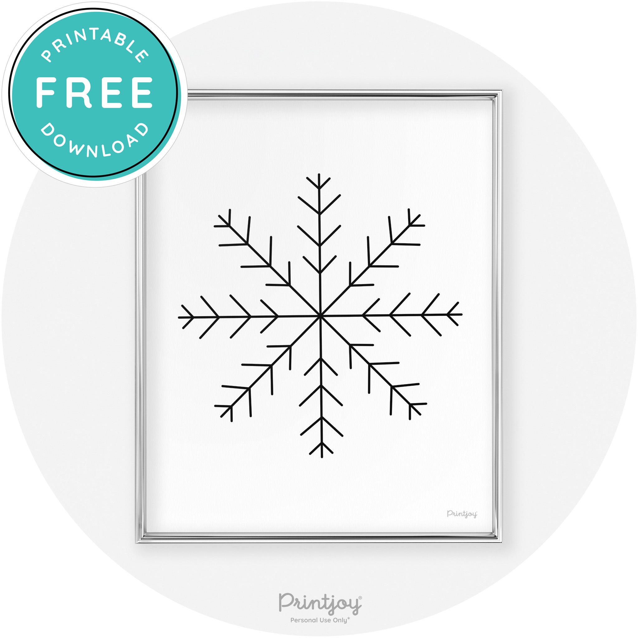 Snowflake Line Art Cute Winter Modern Chic Wall Art Free Printable - Printjoy