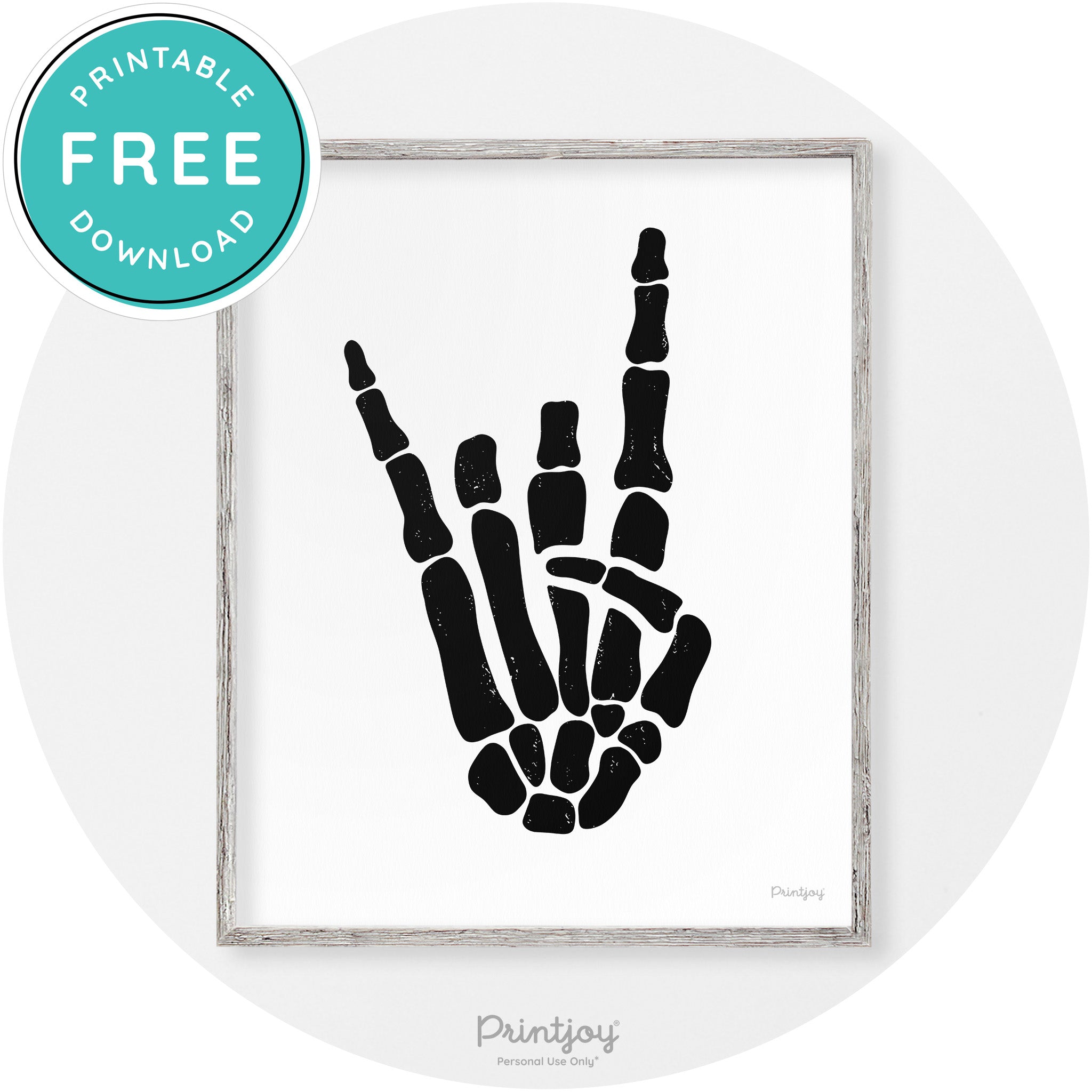 Skeleton Rock On Hand Bones Vintage Halloween Wall Art Free Printable - Printjoy