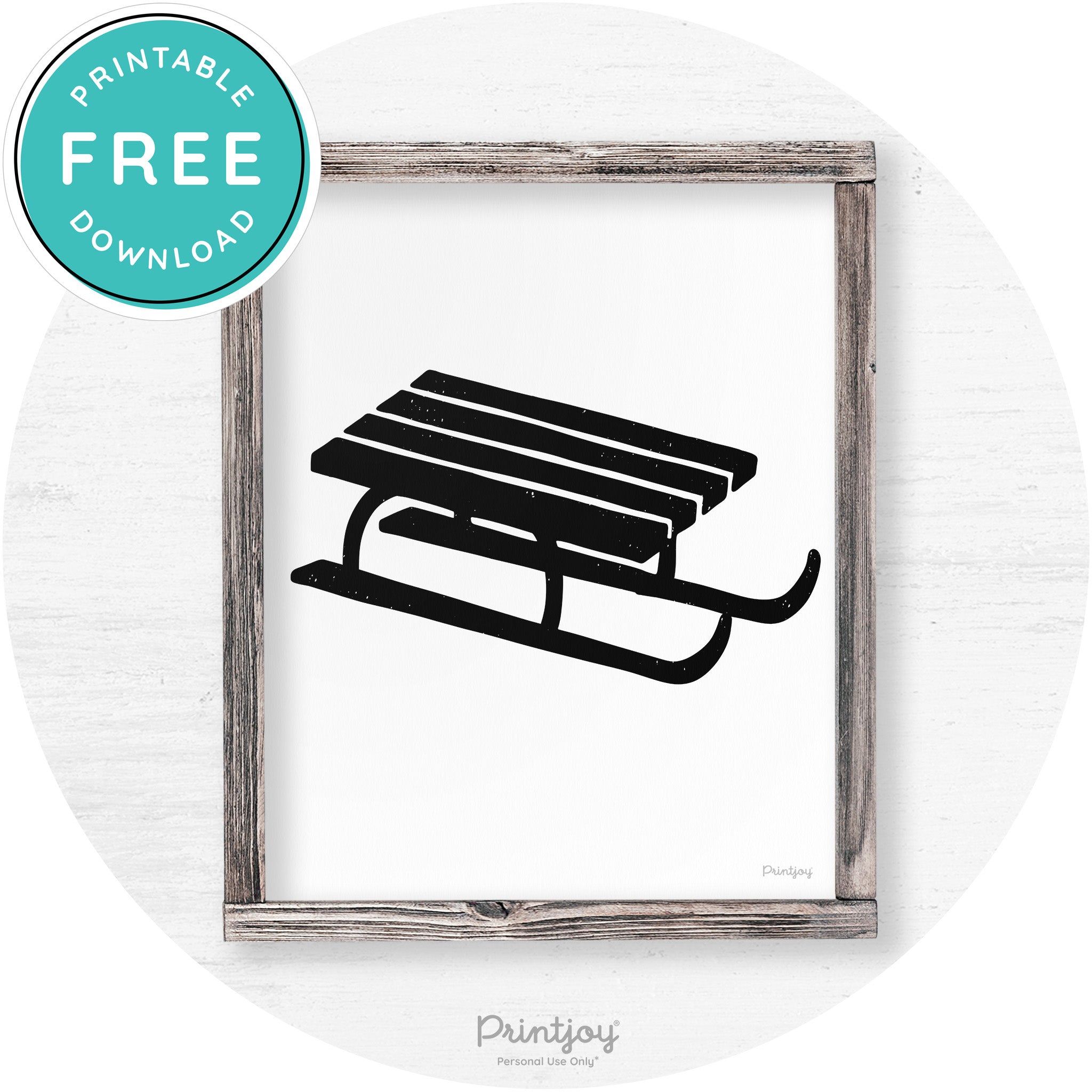Winter Old Fashioned Sled Rustic Farmhouse Wall Art Free Printable - Printjoy