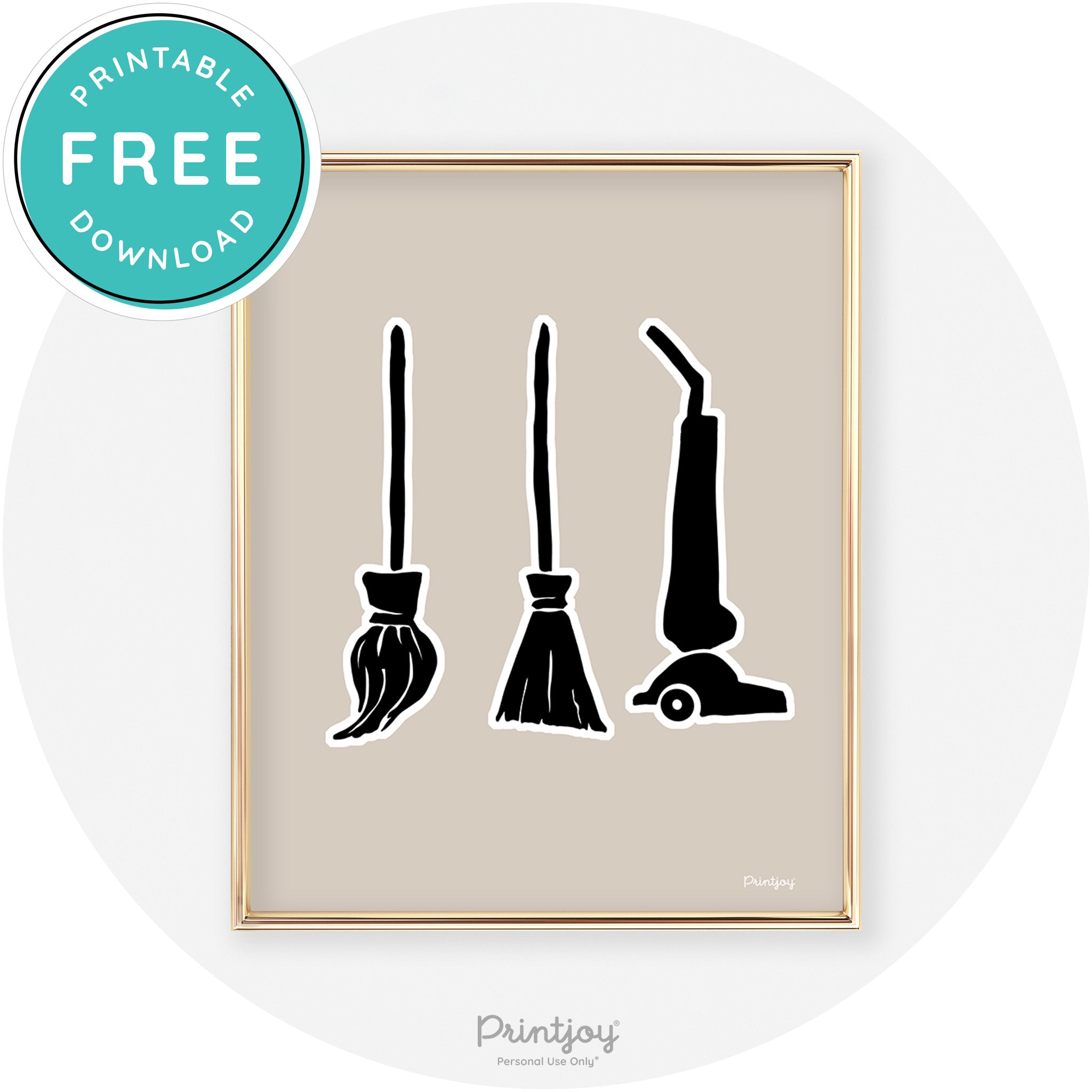 Witch Brooms Fun Cute Chic Halloween Wall Art Decor Free Printable - Printjoy