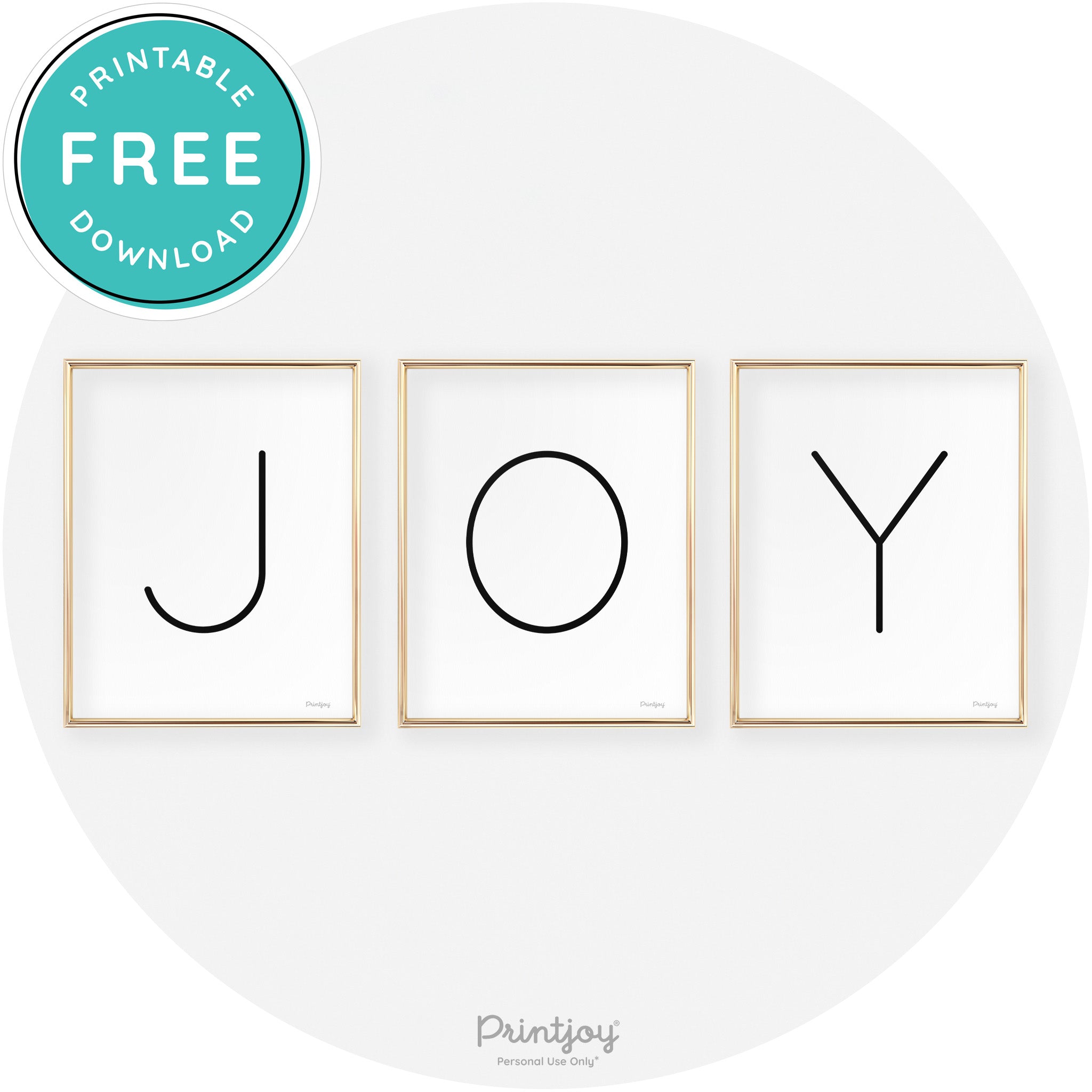 Joy Simple Letters Set Of 3 Christmas Modern Chic Wall Art Free Printable