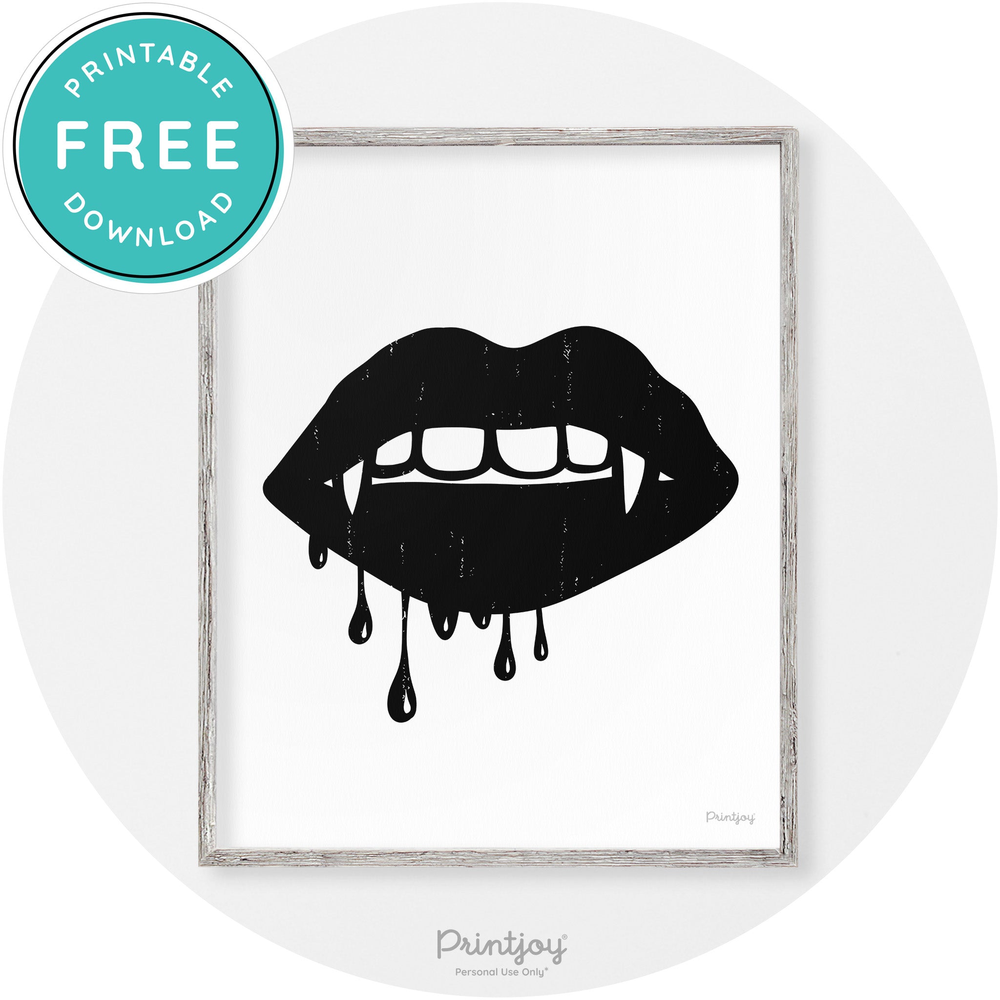 Dracula Fangs Teeth Modern Vintage Halloween Wall Art Free Printable - Printjoy