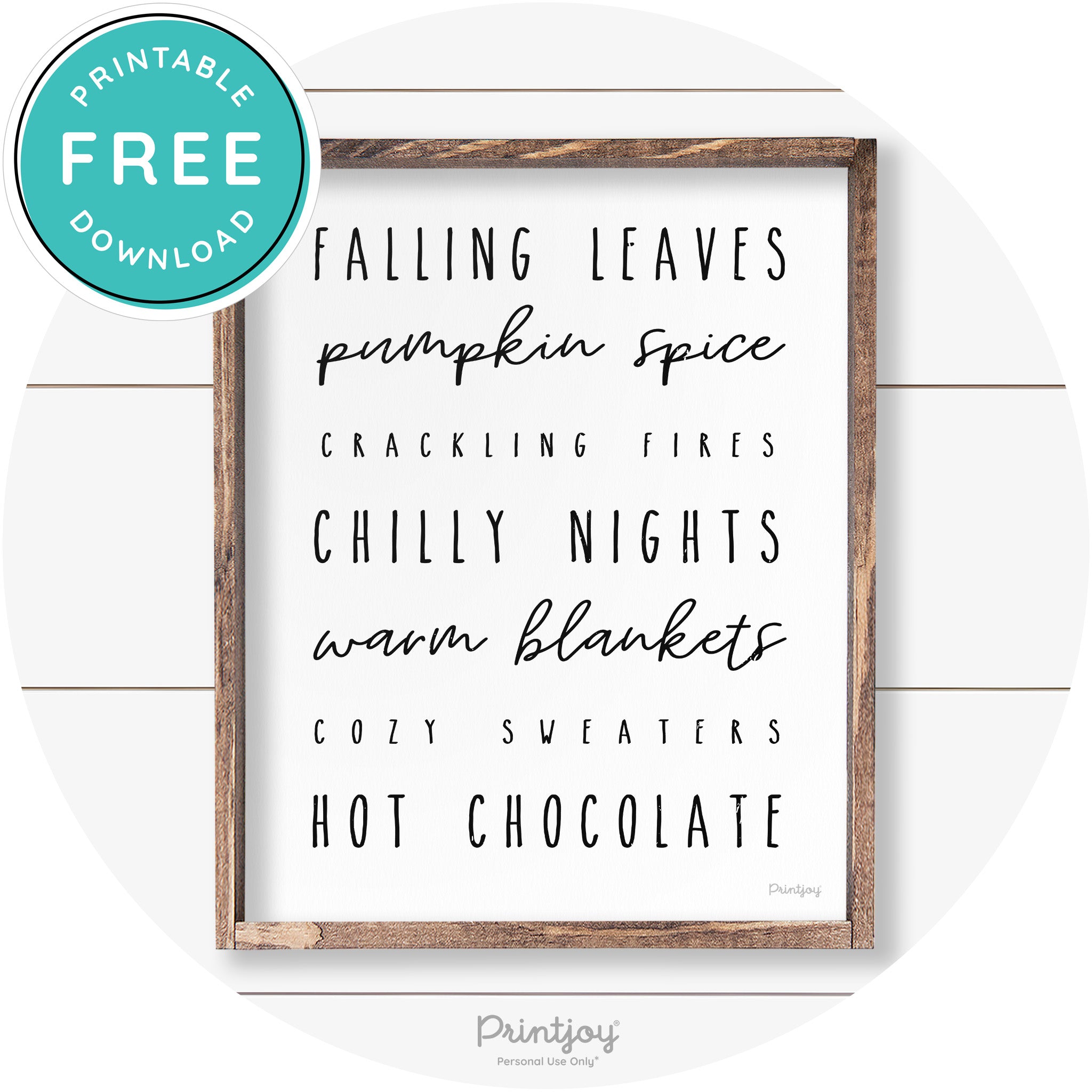 Fall Favorite Things Cute Farmhouse Autumn Wall Art Free Printable - Printjoy