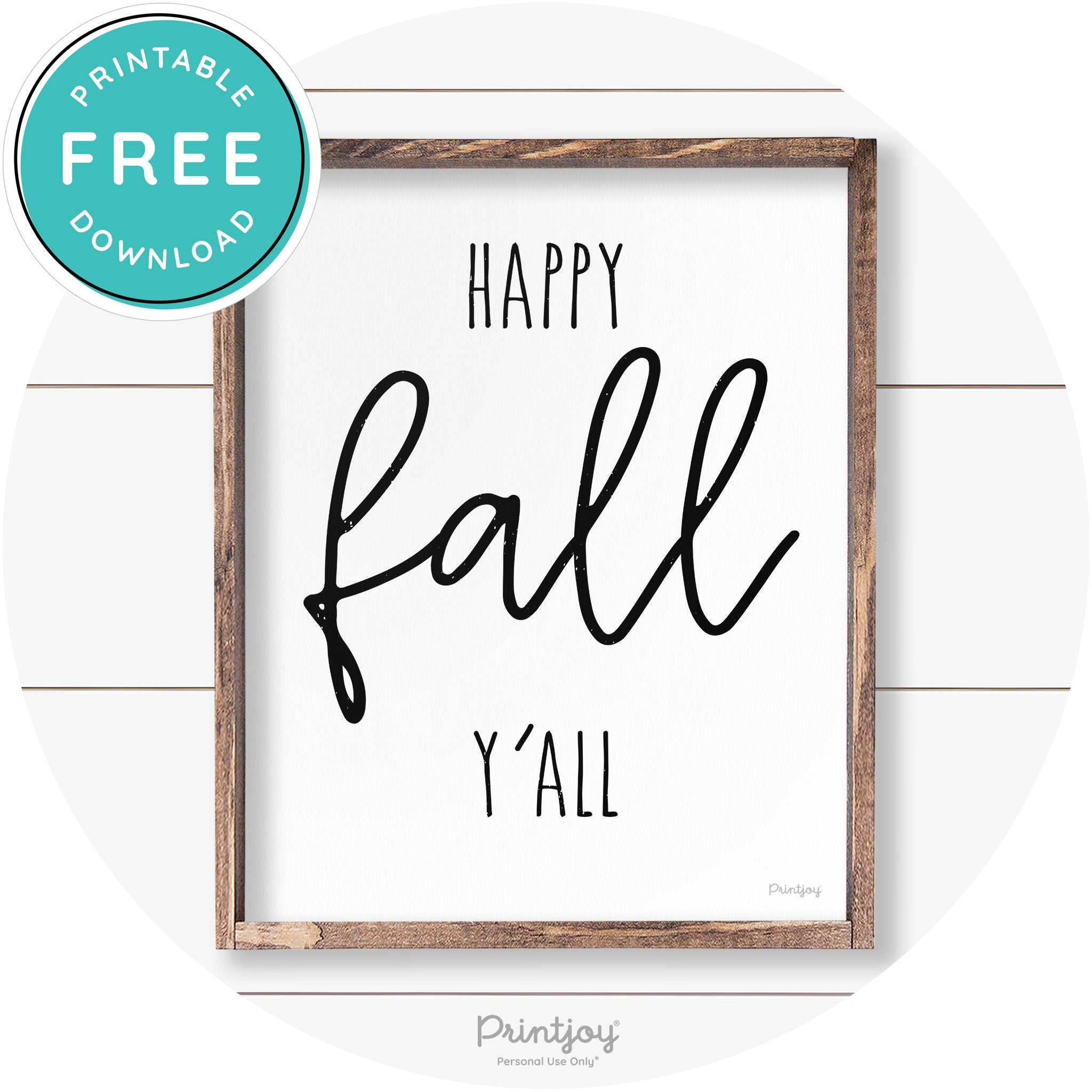Happy Fall Y'all Cute Farmhouse Autumn Wall Art Decor Free Printable - Printjoy