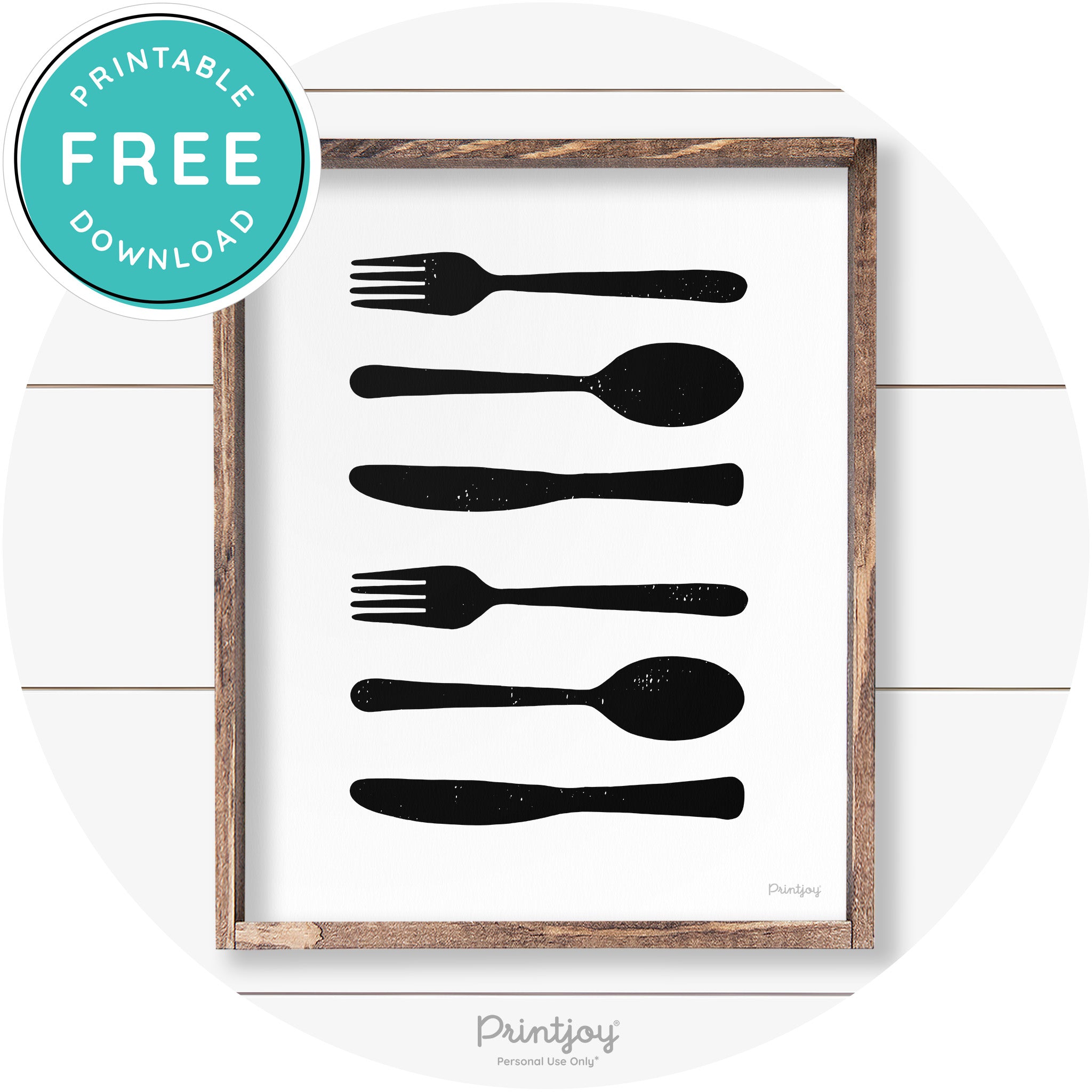 Fork Spoon Knife Pattern Farmhouse Kitchen Wall Art Free Printable