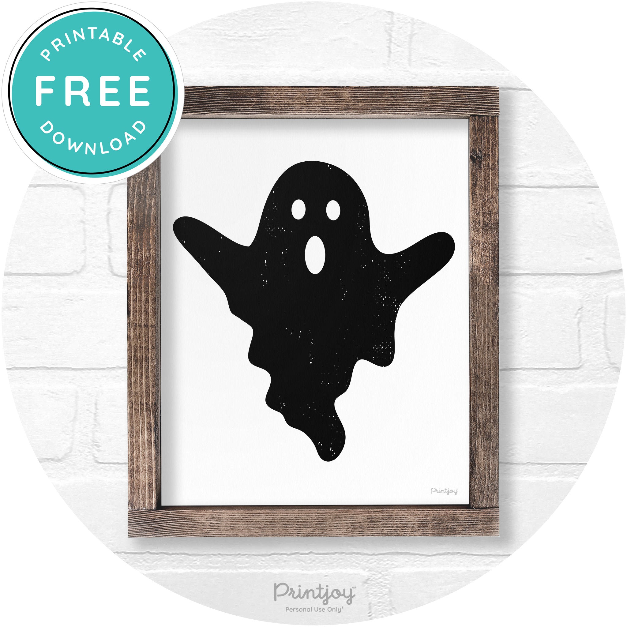Halloween Cute Ghost Rustic Farmhouse Wall Art Free Printable - Printjoy