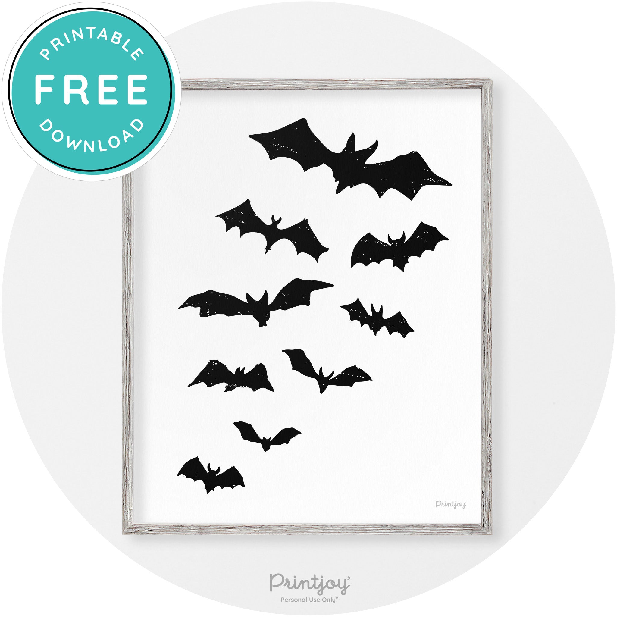 Halloween Bats Silhouette Modern Vintage Wall Art Free Printable - Printjoy