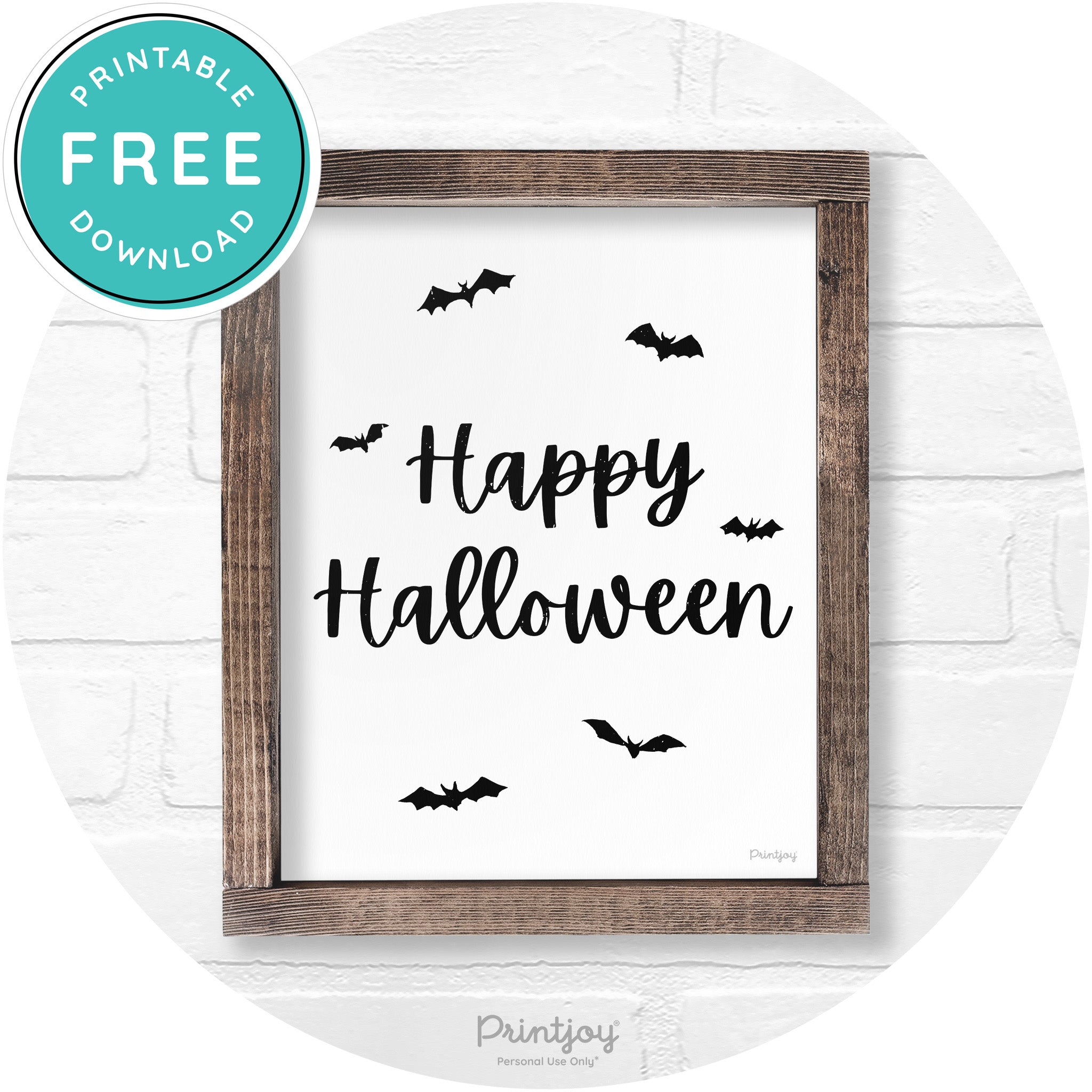 Happy Halloween Bats Rustic Farmhouse Wall Art Free Printable - Printjoy