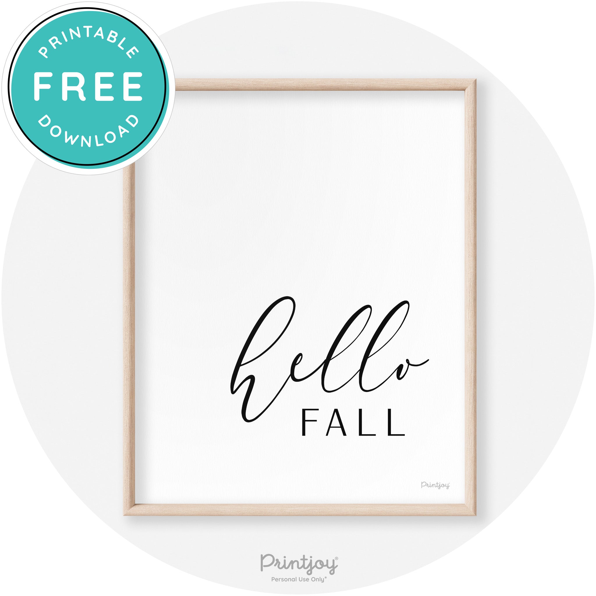 Hello Fall Cursive Modern Transitional Fall Wall Art Decor Free Printable - Printjoy