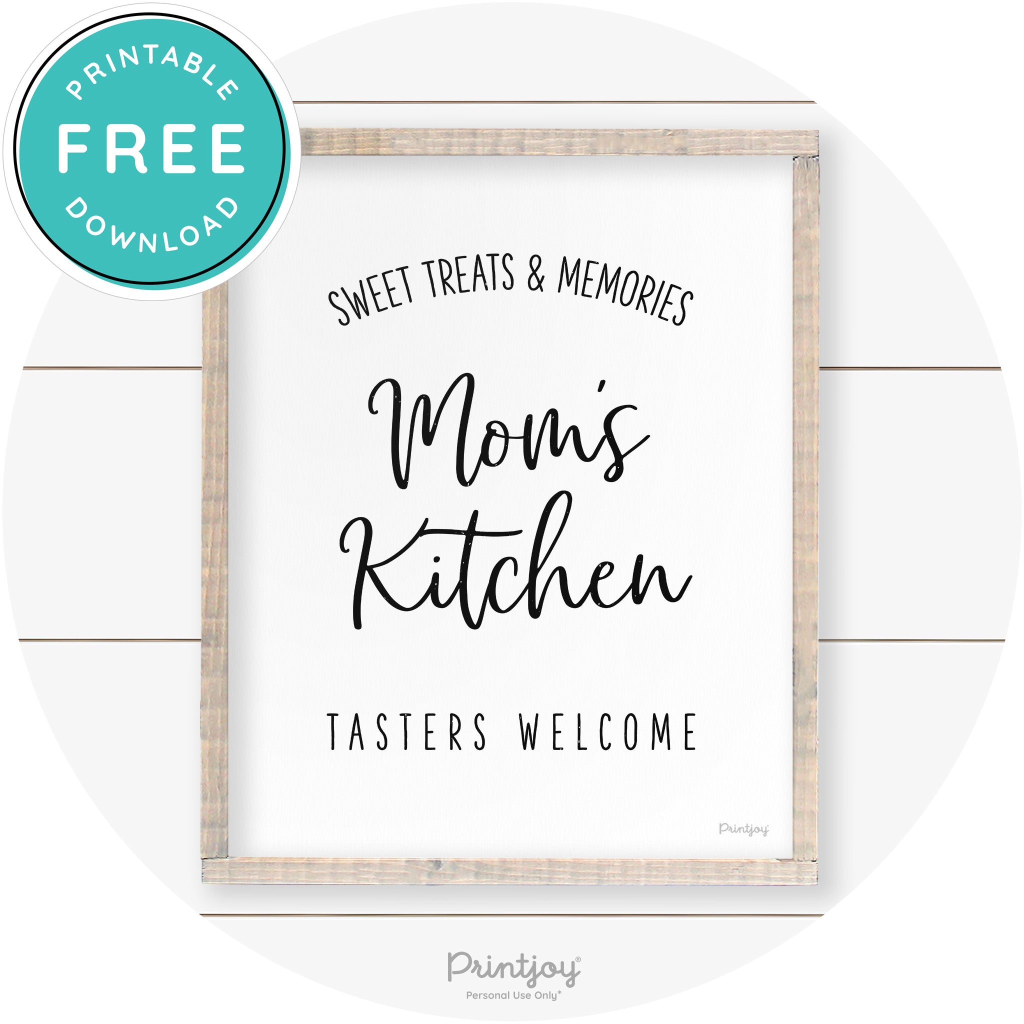 Mom's Kitchen Tasters Welcome Farmhouse Wall Art Free Printable - Printjoy