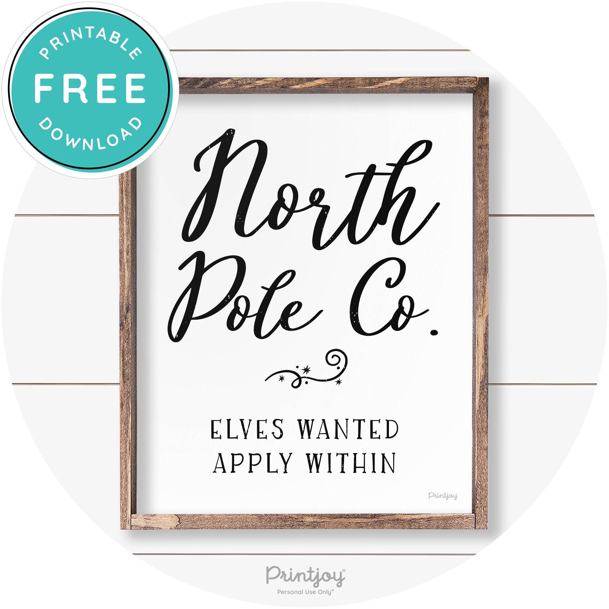 North Pole Co Elves Christmas Farmhouse Wall Art Free Printable - Printjoy