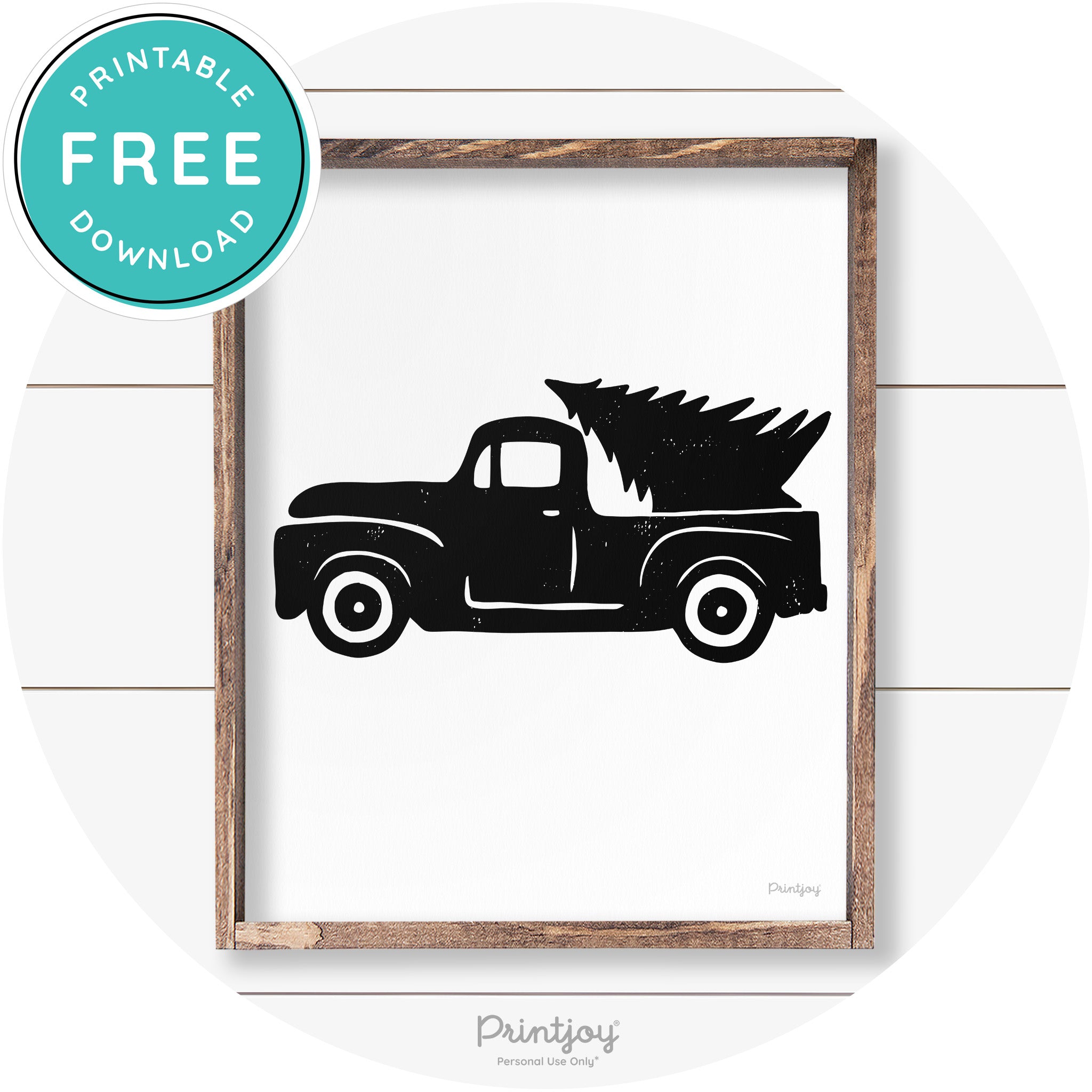 Truck Christmas Tree Old Fashioned Farmhouse Wall Art Free Printable - Printjoy
