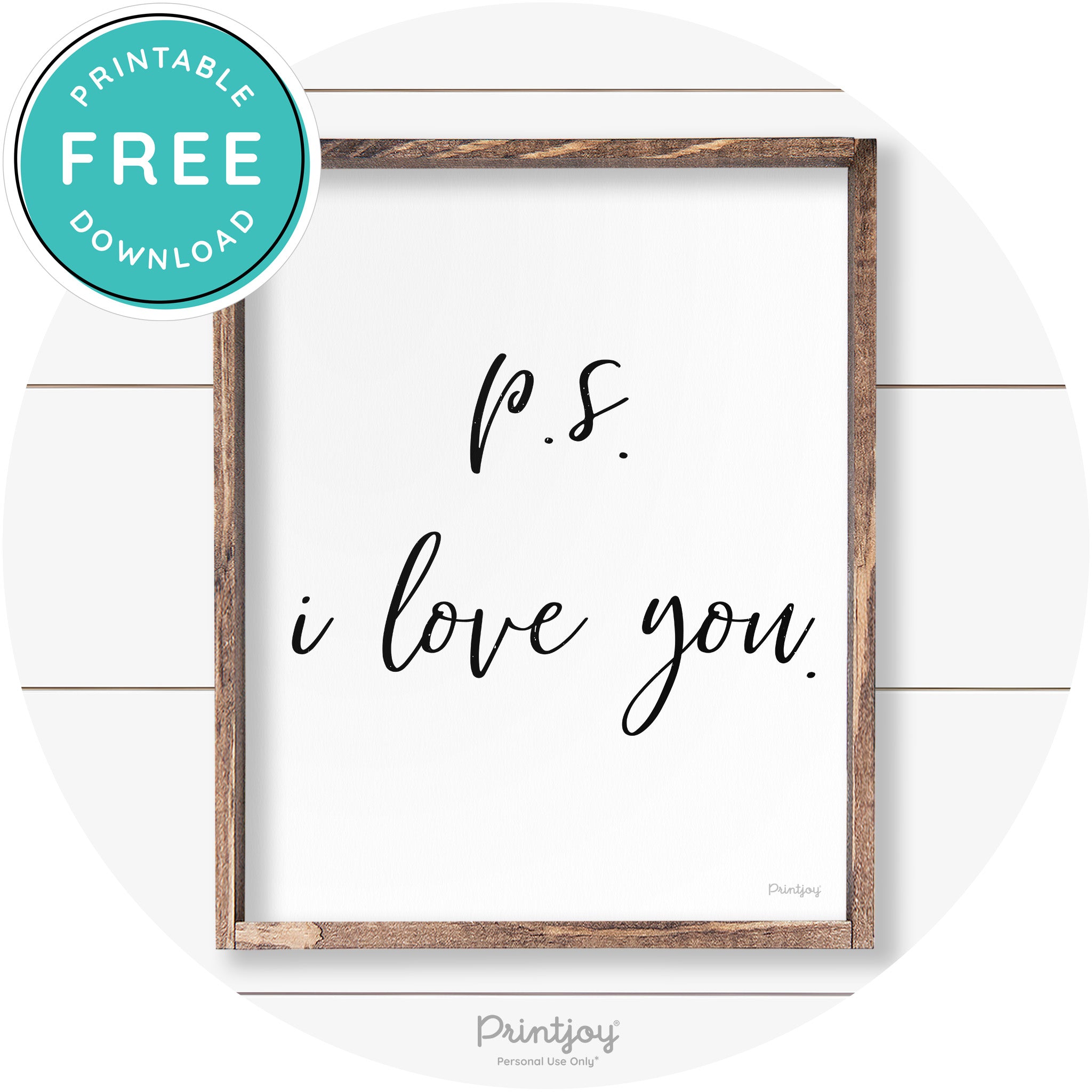 P.S. I Love You Cute Couples Farmhouse Wall Art Decor Free Printable