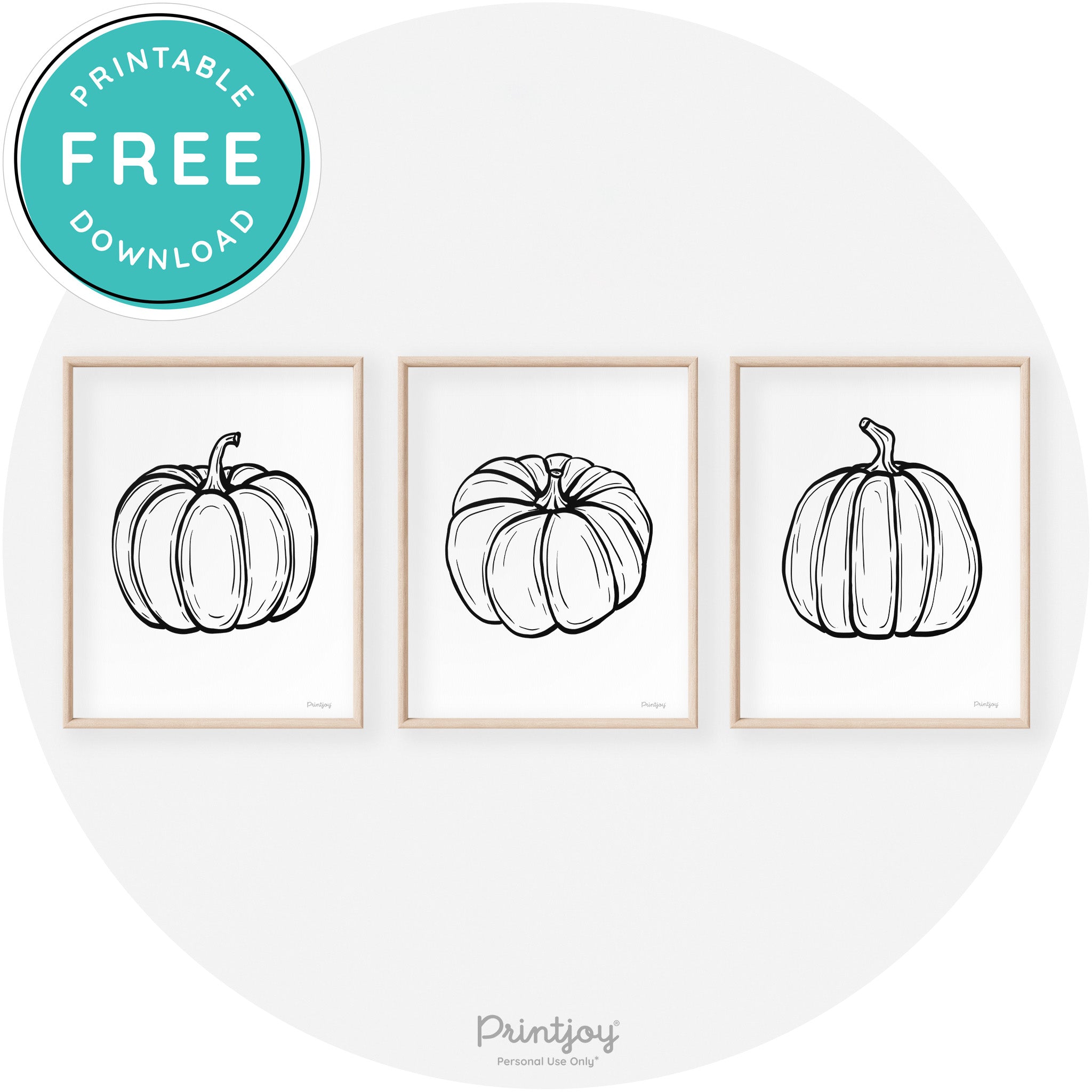 Pumpkin Drawings Set Of 3 Modern Transitional Wall Art Free Printable - Printjoy