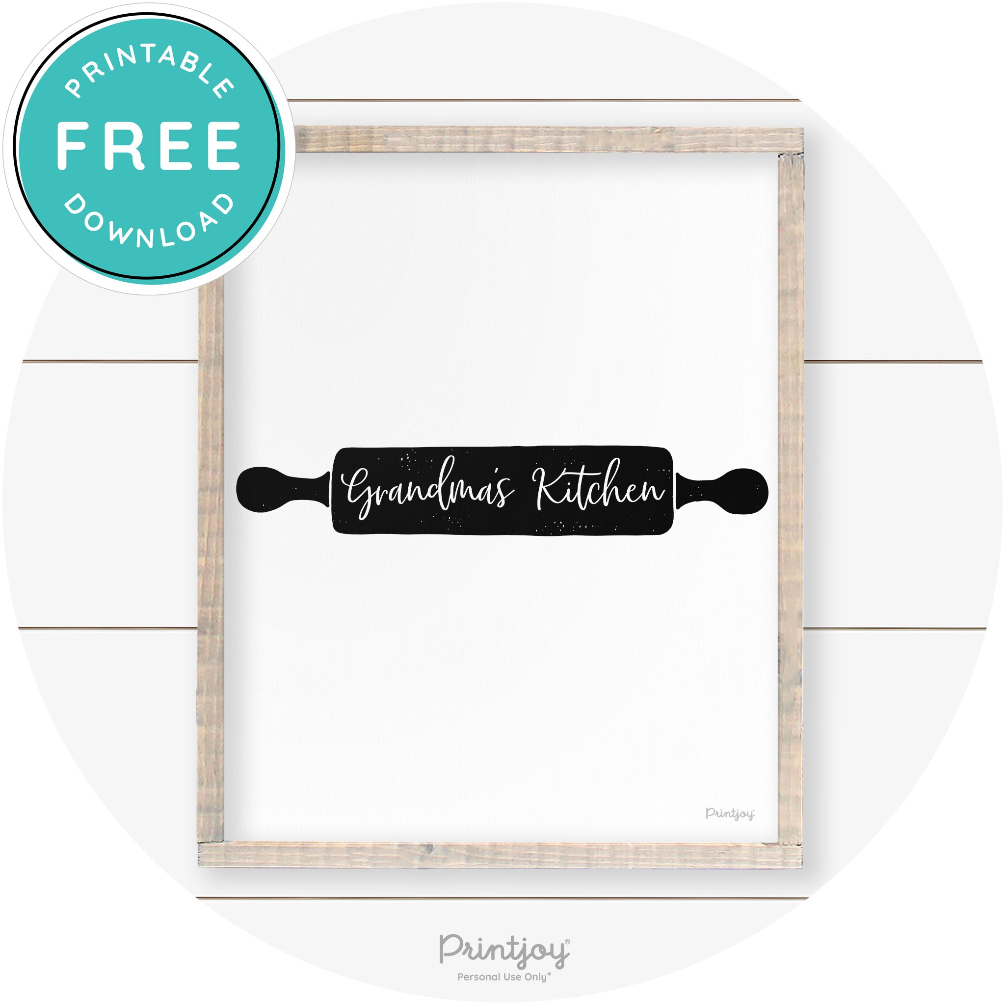 Grandma's Kitchen Rolling Pin Farmhouse Wall Art Free Printable - Printjoy
