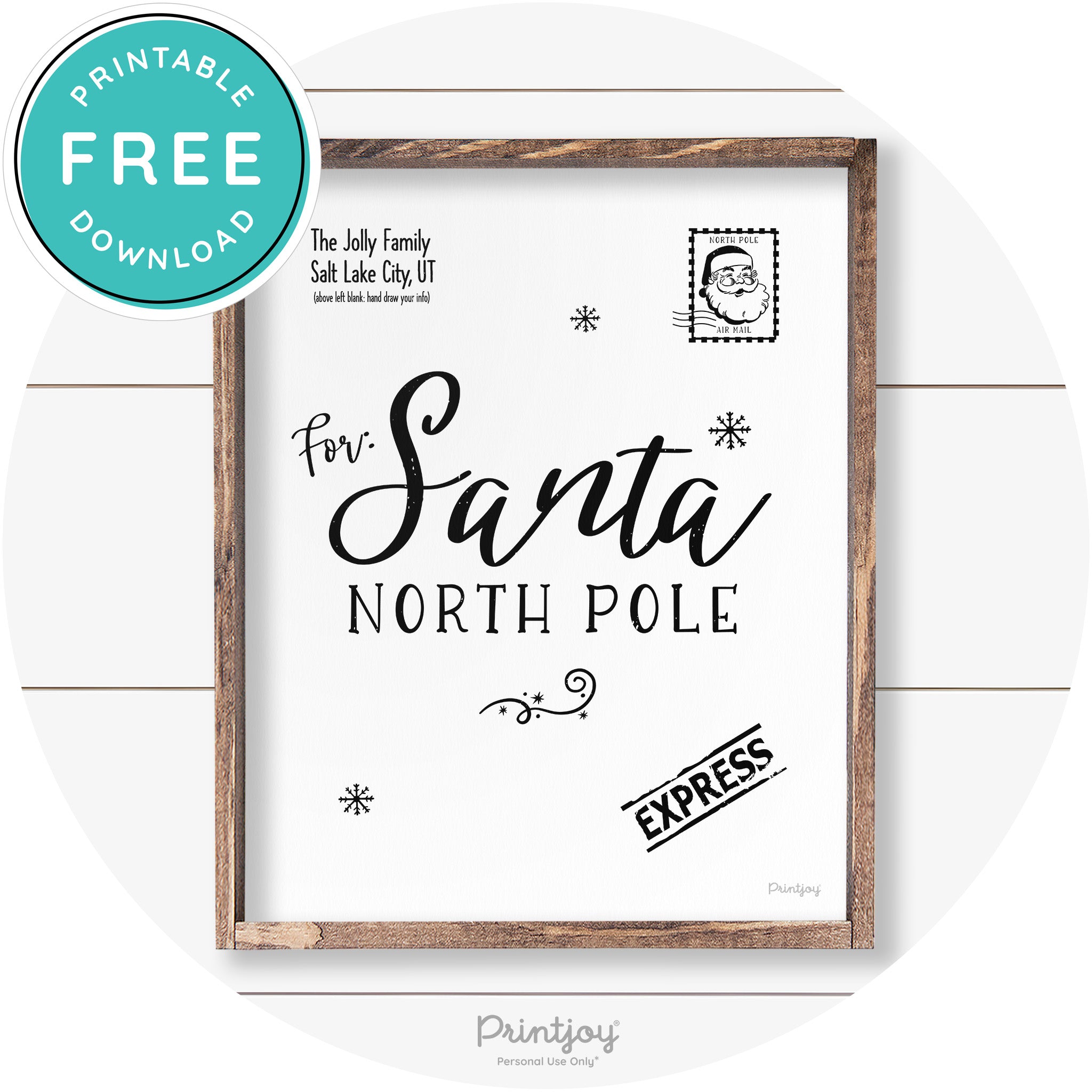 Letter For Santa North Pole Farmhouse Wall Art Decor Free Printable - Printjoy