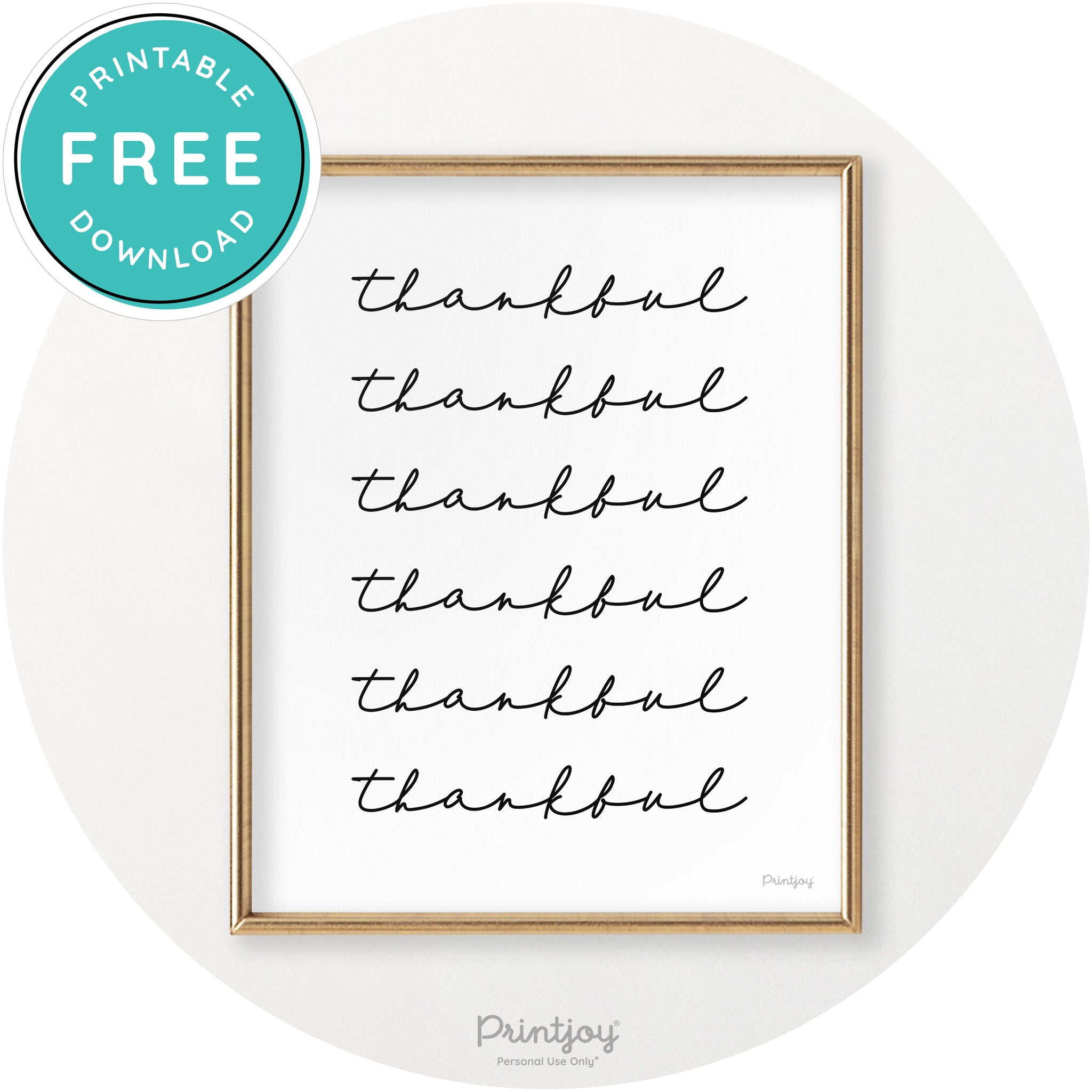 Thankful Pattern Cute Thanksgiving Modern Chic Wall Art Printable - Printjoy