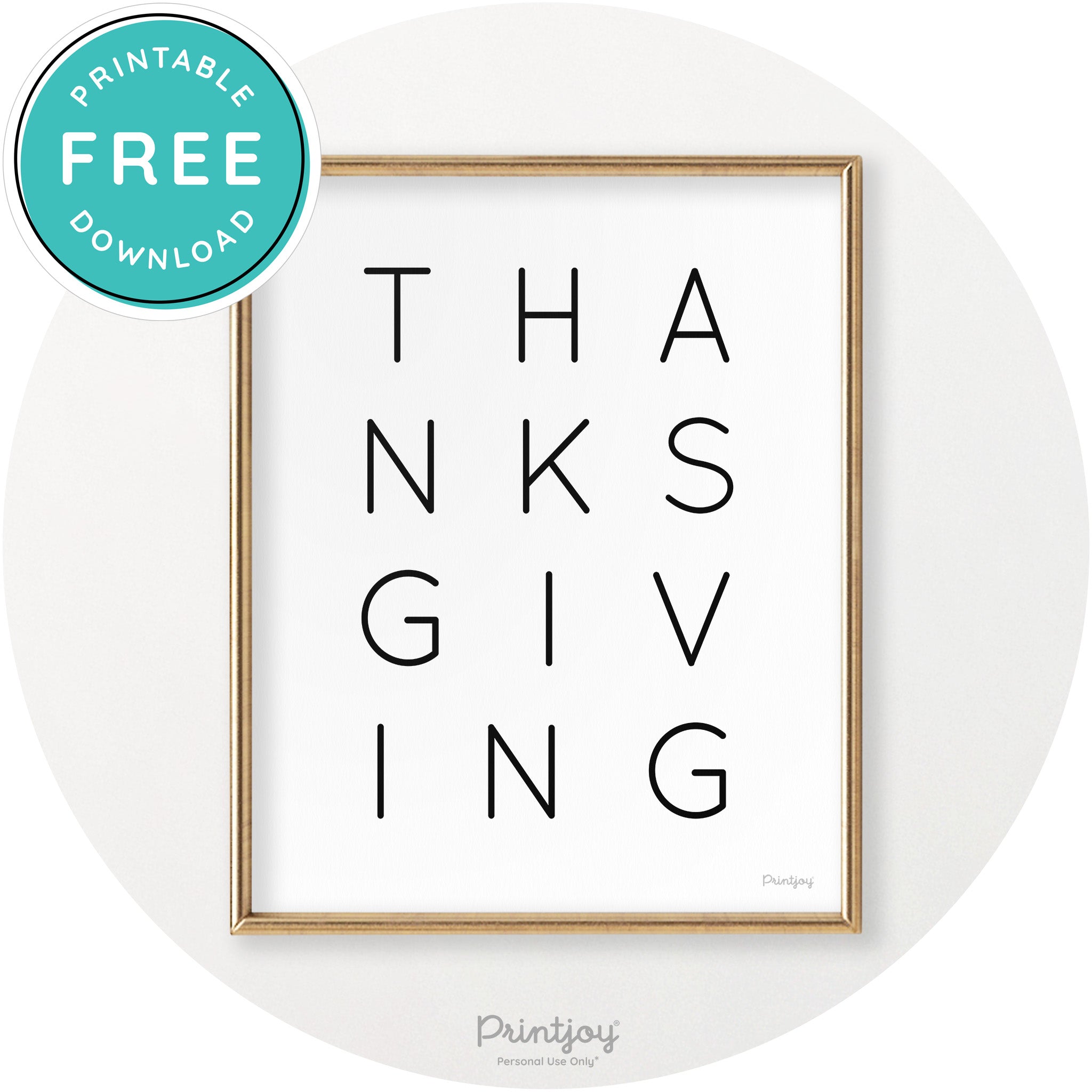 Thanksgiving Cute Typography Modern Chic Wall Art Printable - Printjoy