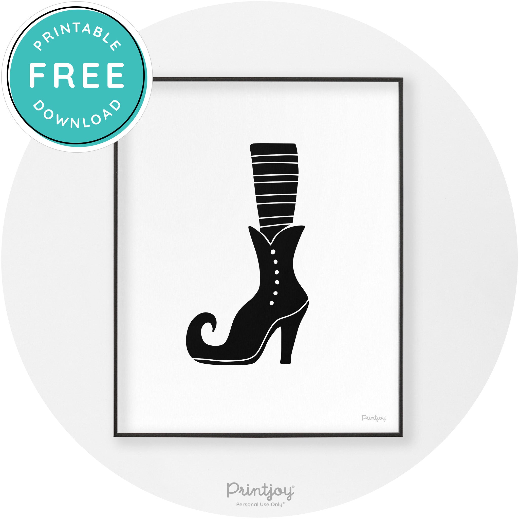 Witches Boot Halloween Cute Modern Chic Wall Art Free Printable - Printjoy