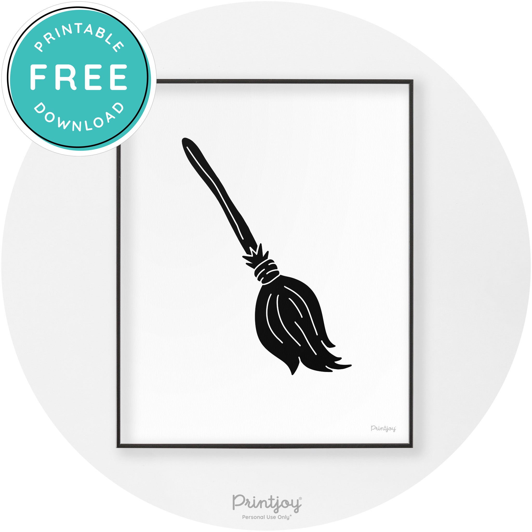 Witches Broom Halloween Cute Modern Chic Wall Art Free Printable - Printjoy