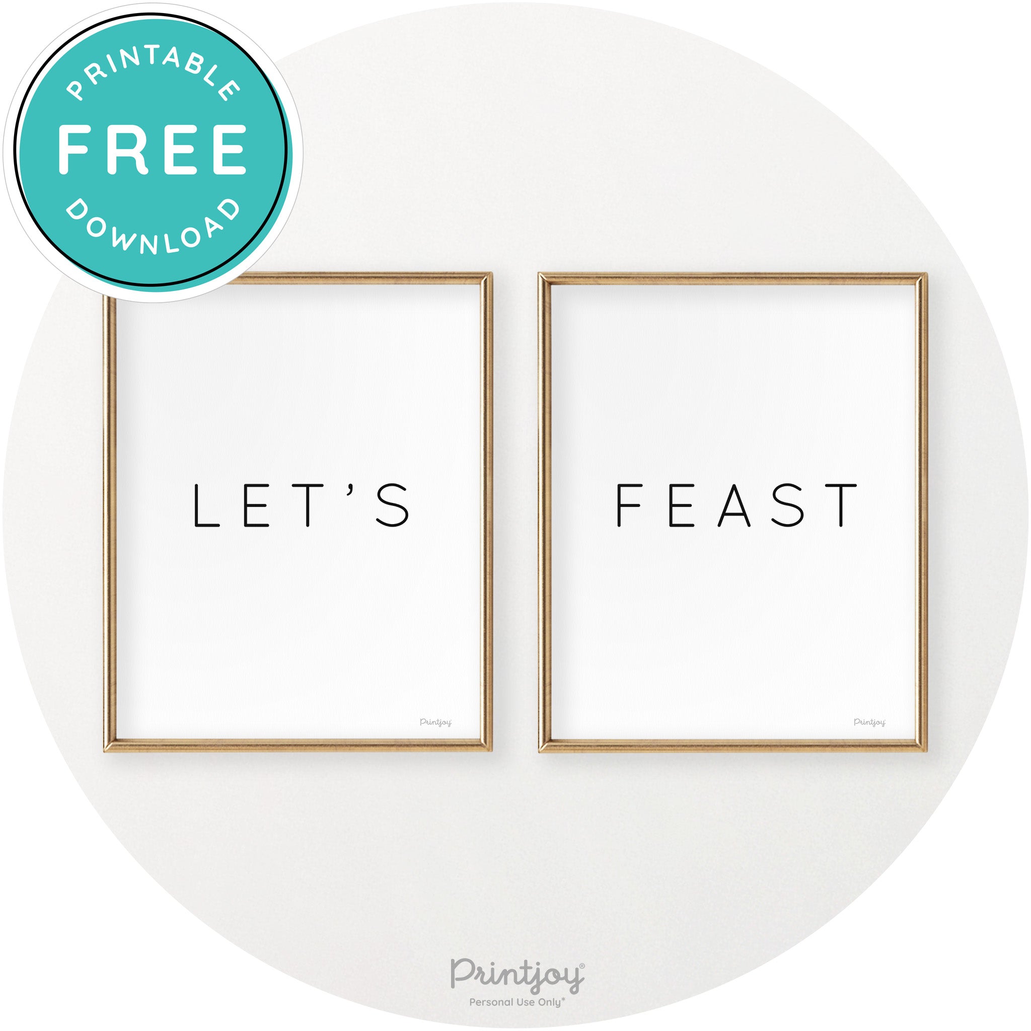 Let's Feast Set Of 2 Thanksgiving Chic Wall Art Decor Free Printable - Printjoy