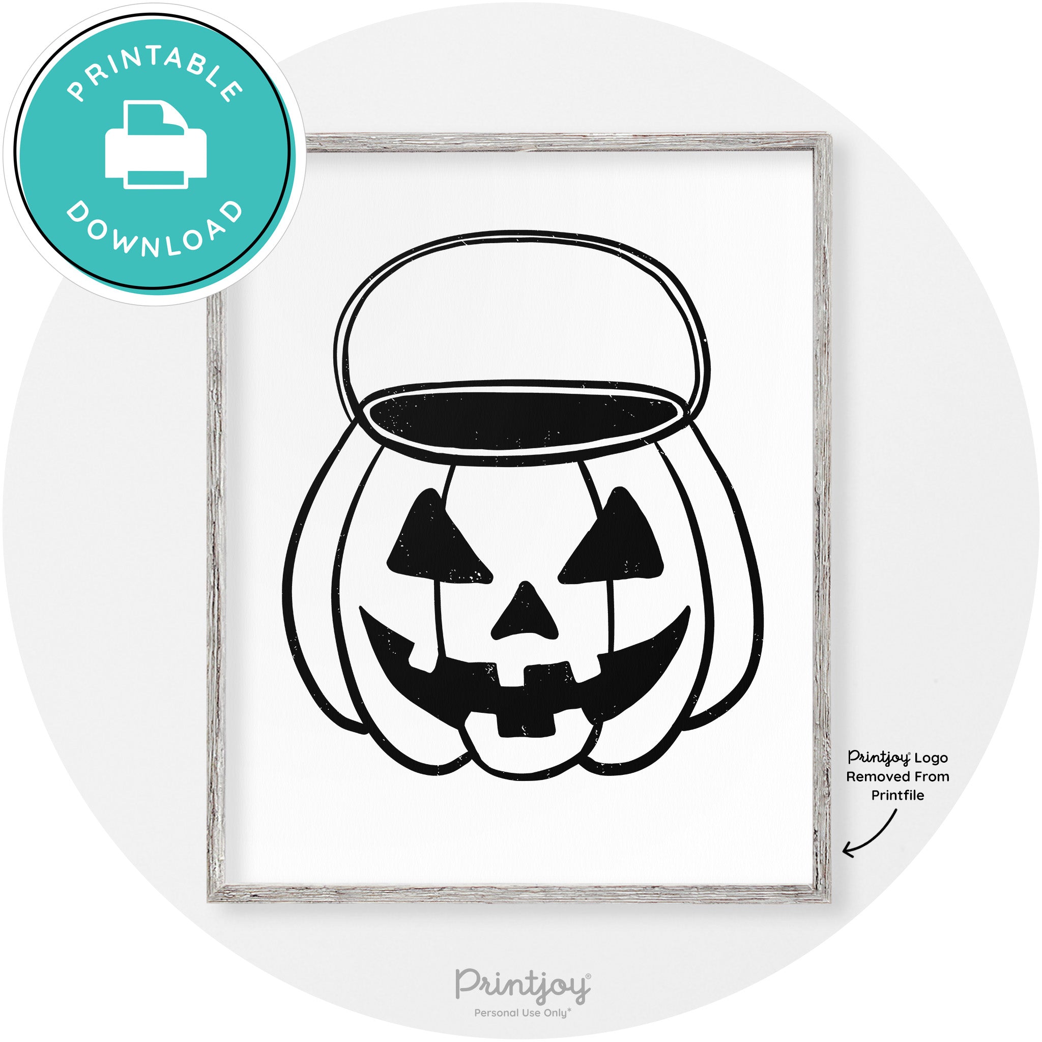 Jack O Lantern Treat Bucket Vintage Halloween Wall Art Free Printable - Printjoy