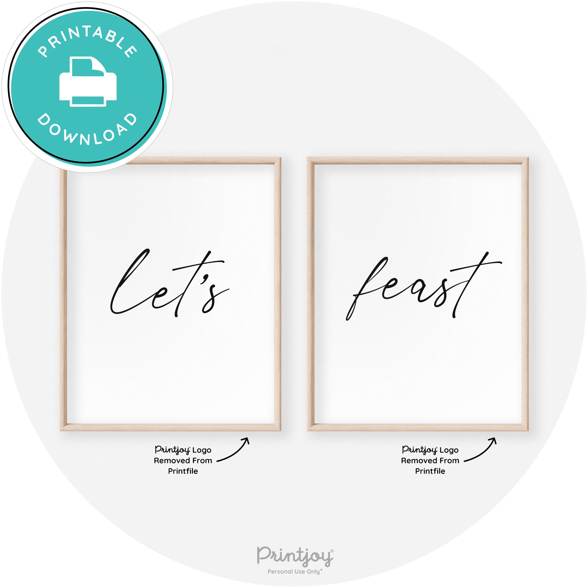 Let's Feast Set Of 2 Thanksgiving Transitional Wall Art Free Printable - Printjoy