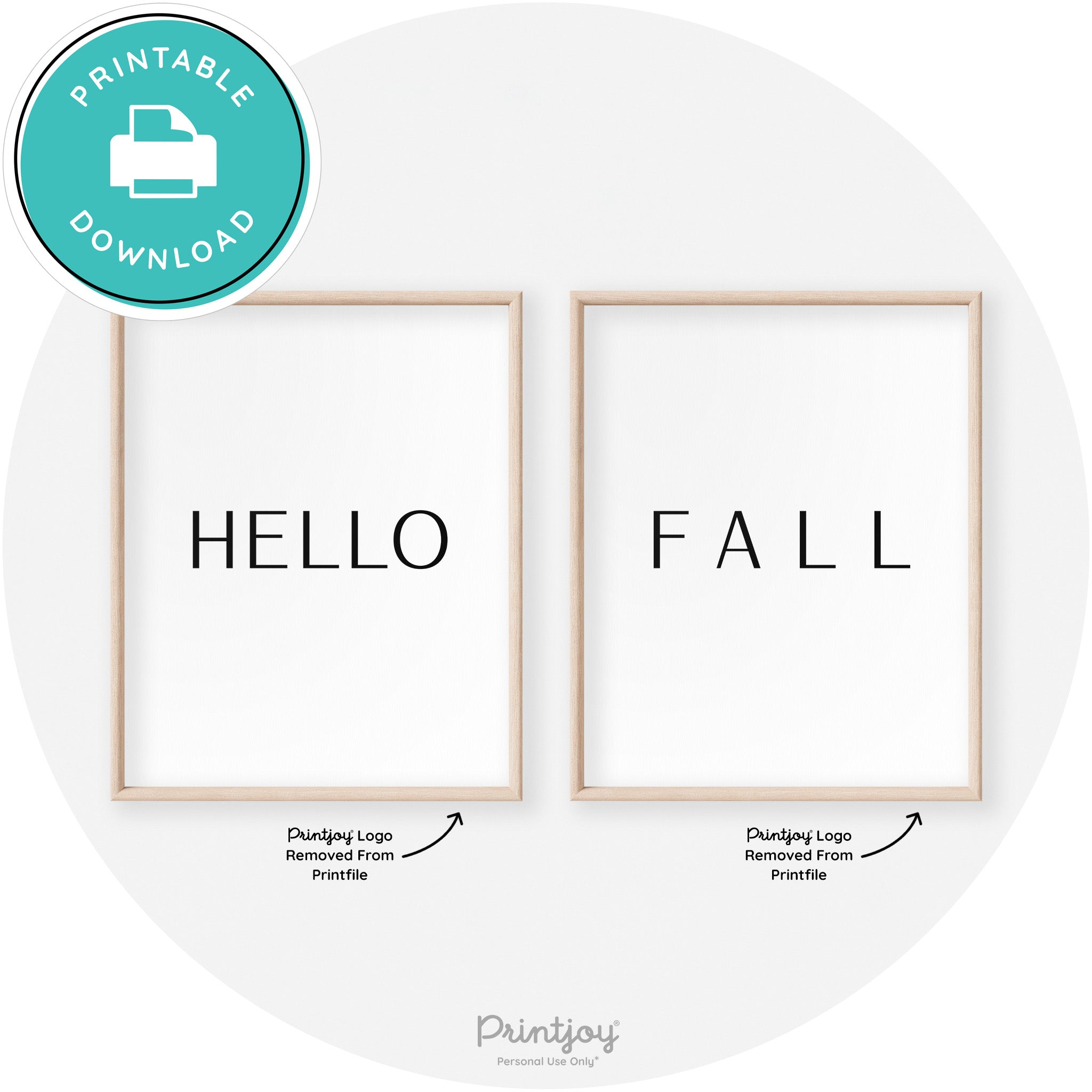Hello Fall Set Of 2 Modern Transitional Wall Art Decor Free Printable - Printjoy