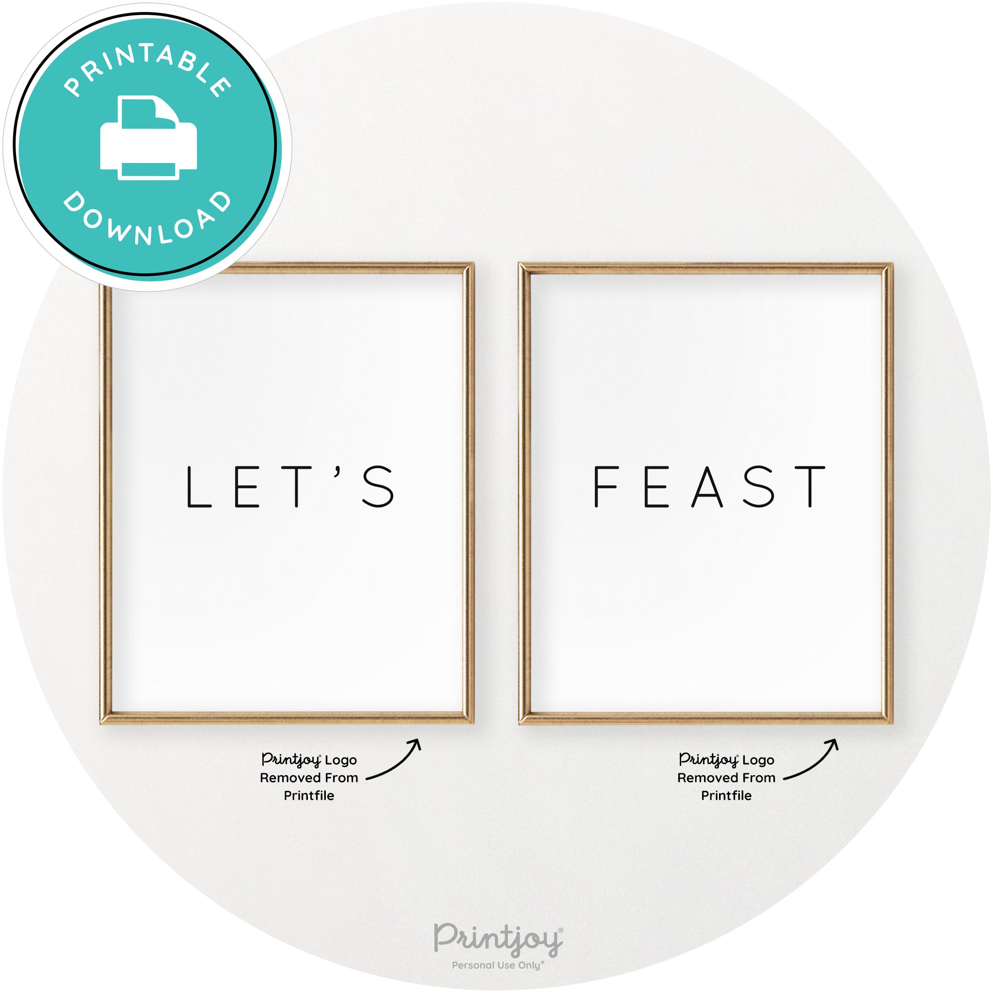 Let's Feast Set Of 2 Thanksgiving Chic Wall Art Decor Free Printable - Printjoy