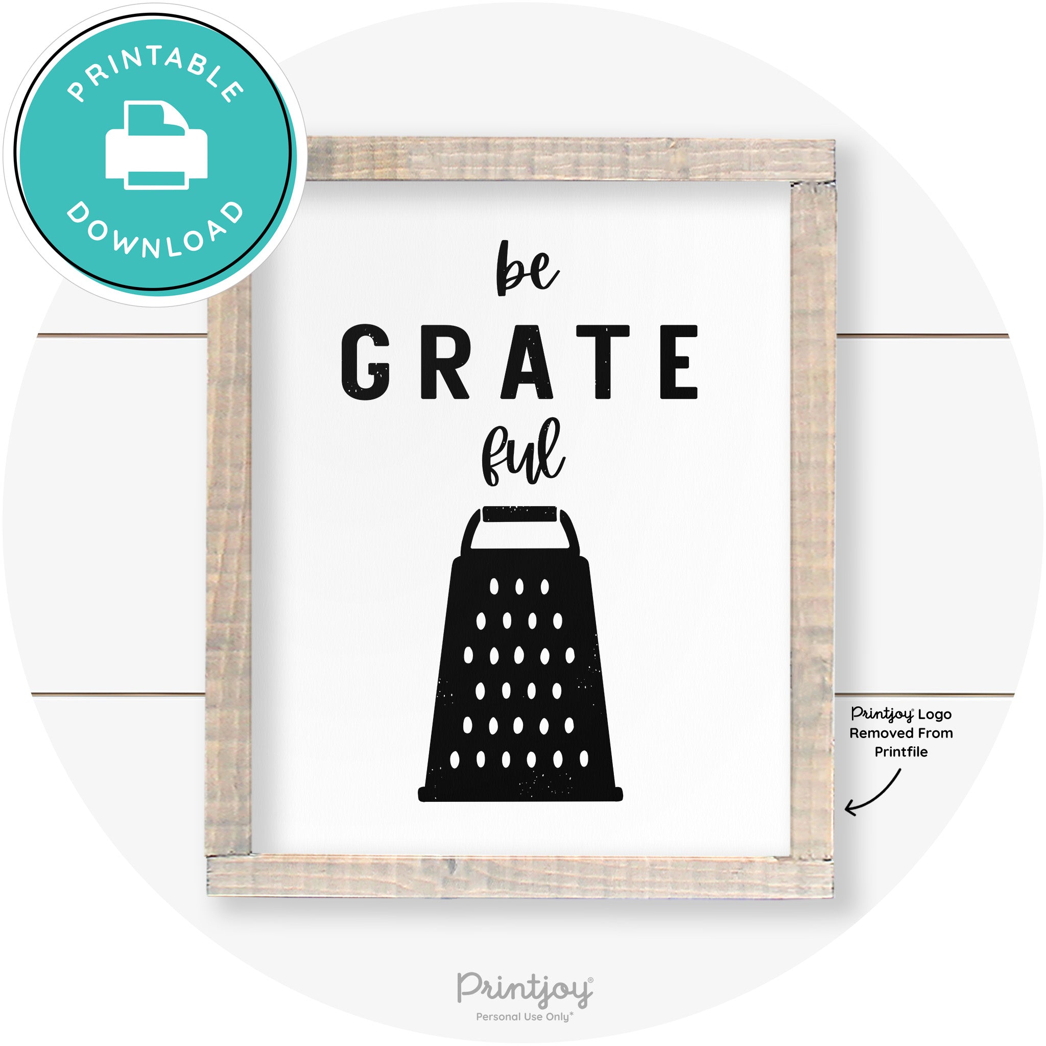 Be Grateful Cheese Grater Farmhouse Kitchen Wall Art Free Printable - Printjoy