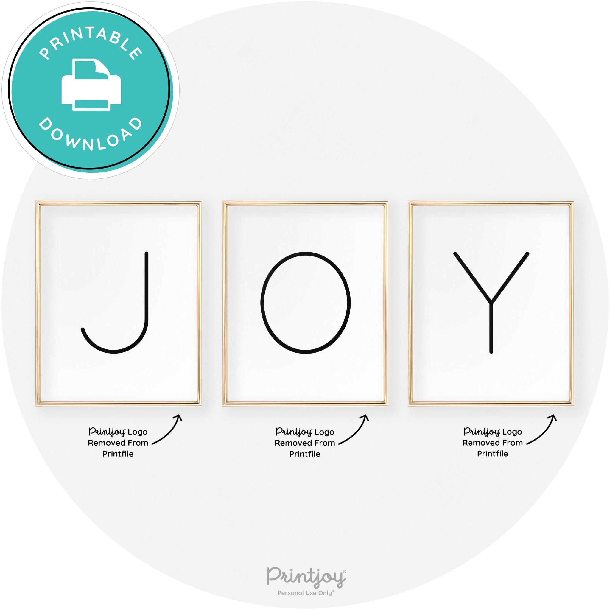 Joy Simple Letters Set Of 3 Christmas Modern Chic Wall Art Free Printable