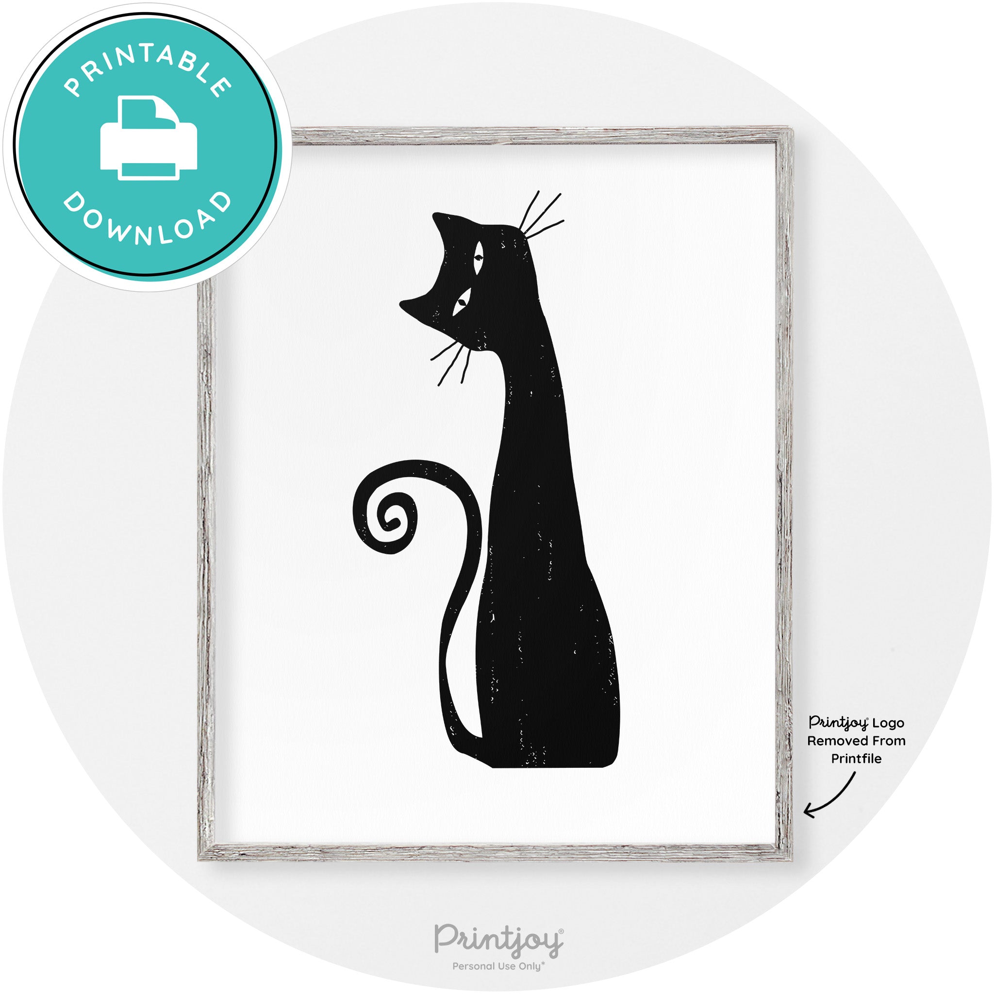 Creepy Skinny Cat Modern Vintage Halloween Wall Art Free Printable - Printjoy