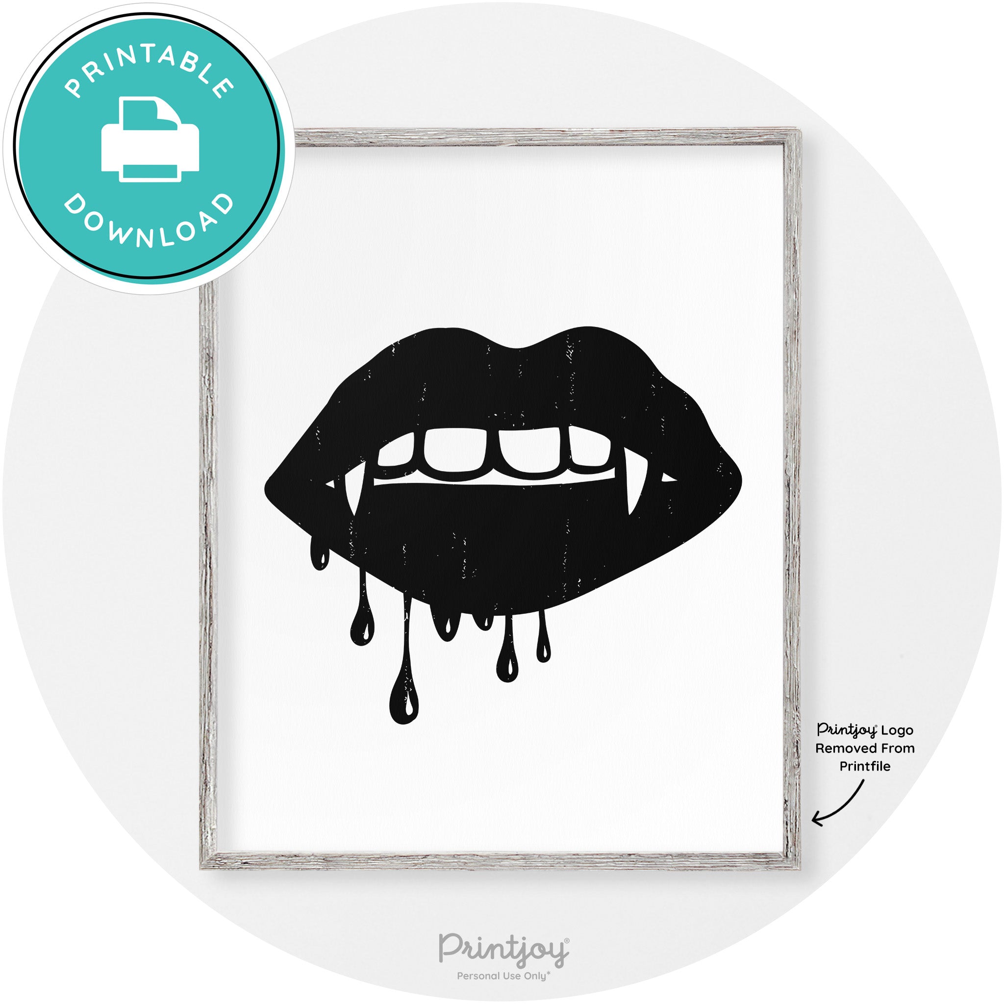 Dracula Fangs Teeth Modern Vintage Halloween Wall Art Free Printable - Printjoy