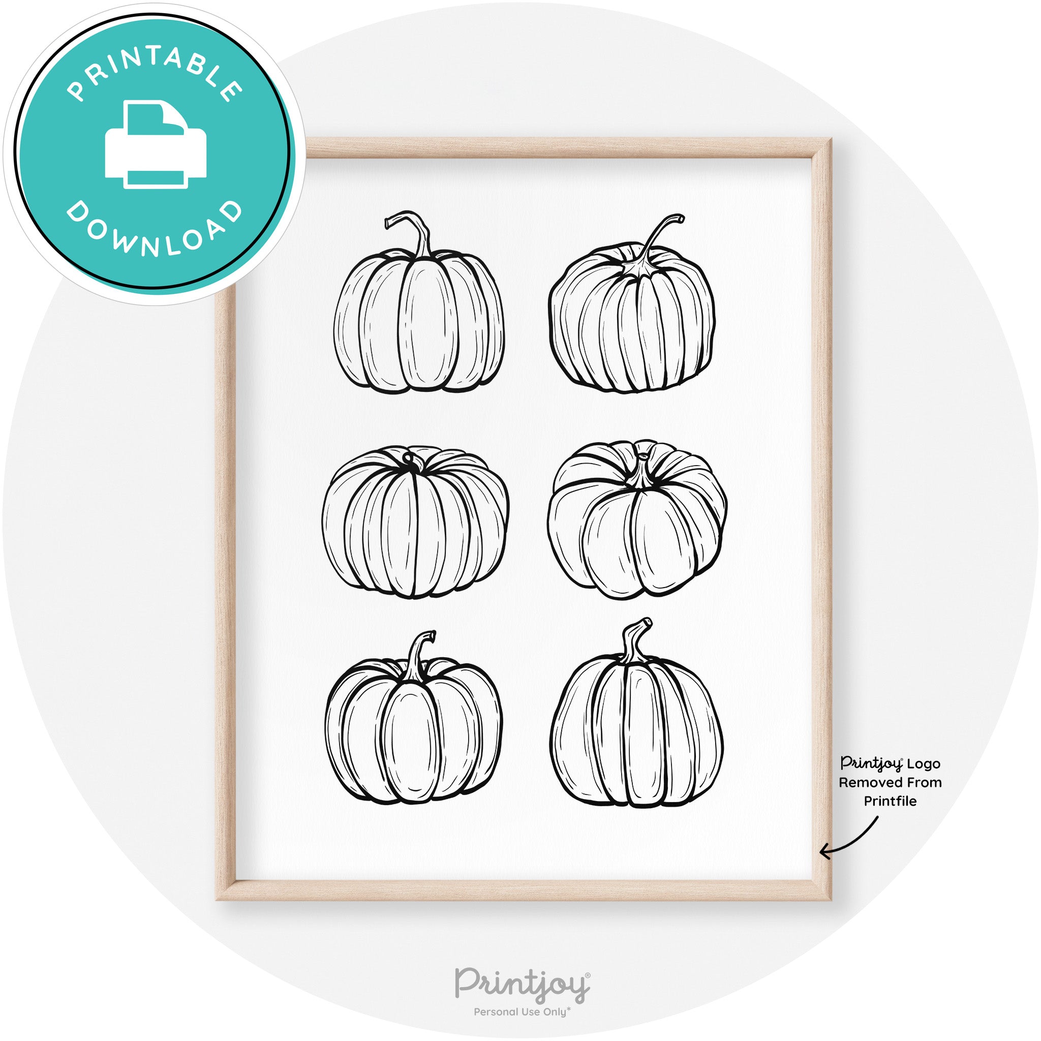 Fall Pumpkin Drawings Transitional Decor Wall Art Free Printable - Printjoy