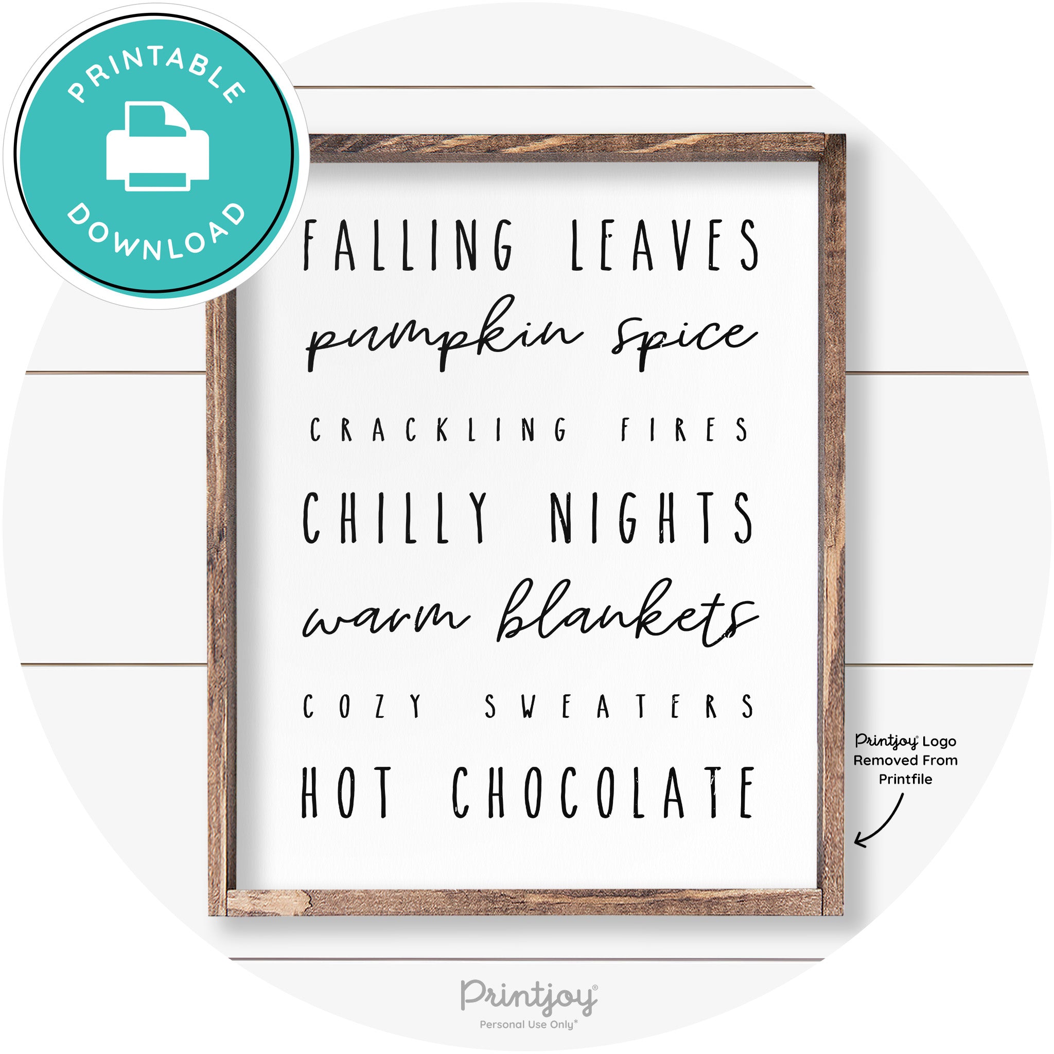 Fall Favorite Things Cute Farmhouse Autumn Wall Art Free Printable - Printjoy