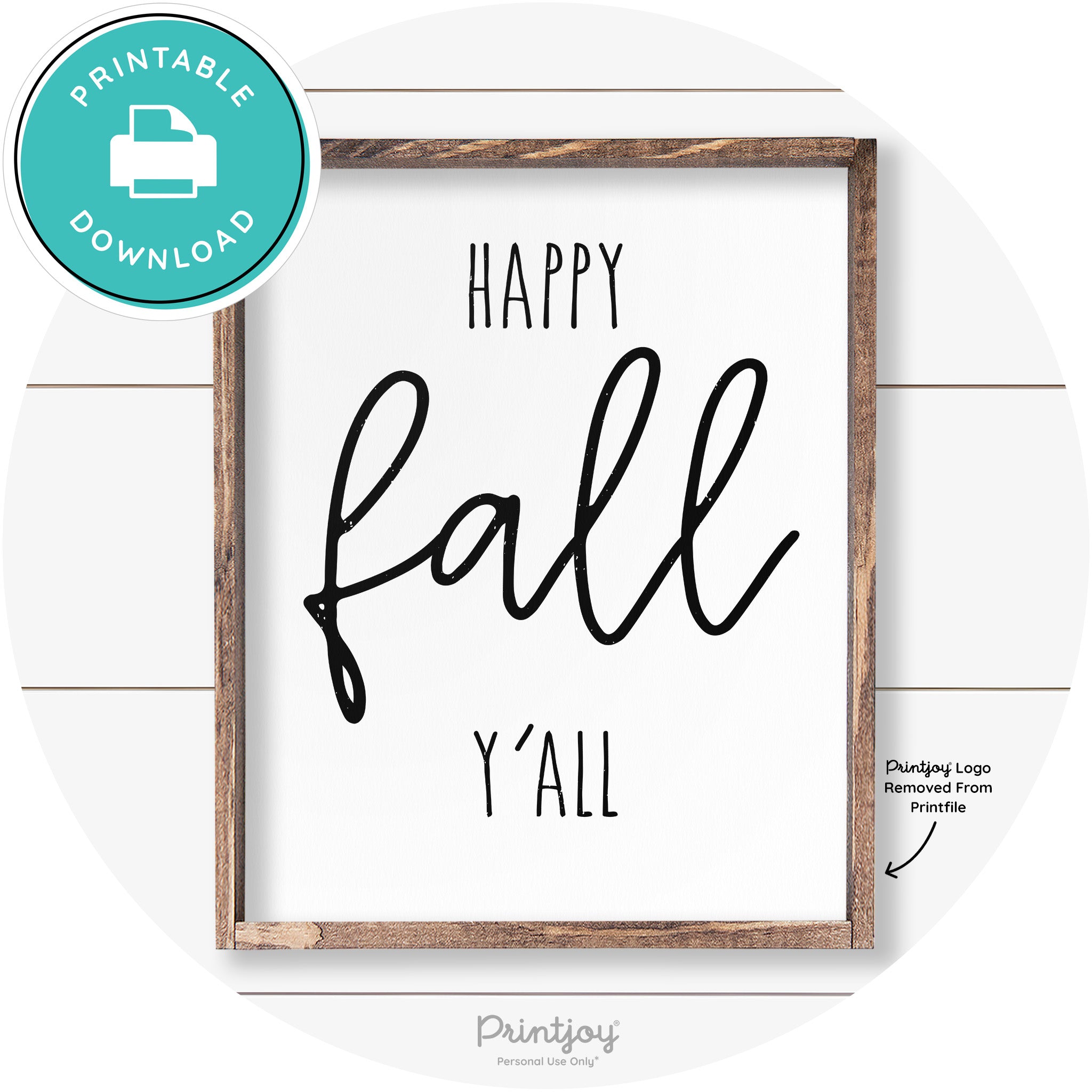 Happy Fall Y'all Cute Farmhouse Autumn Wall Art Decor Free Printable - Printjoy