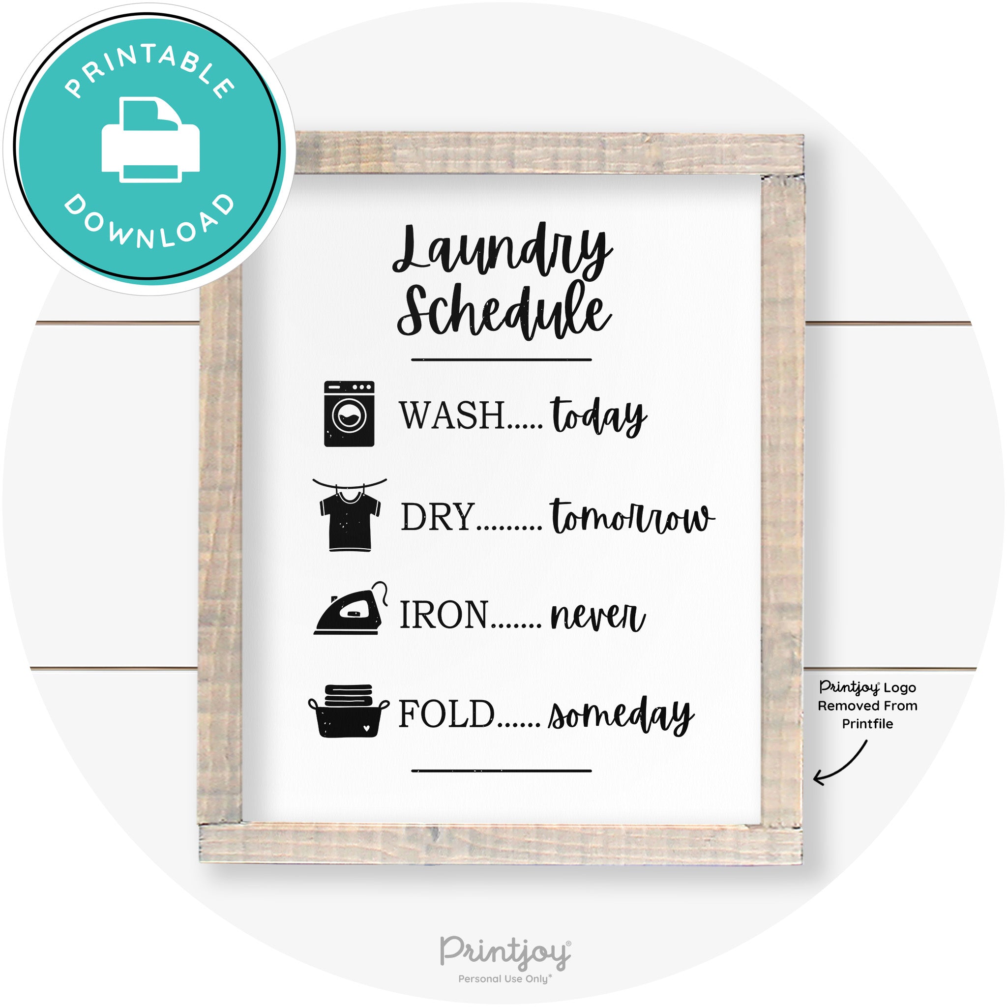 Laundry Schedule Funny Cute Farmhouse Wall Art Decor Free Printable