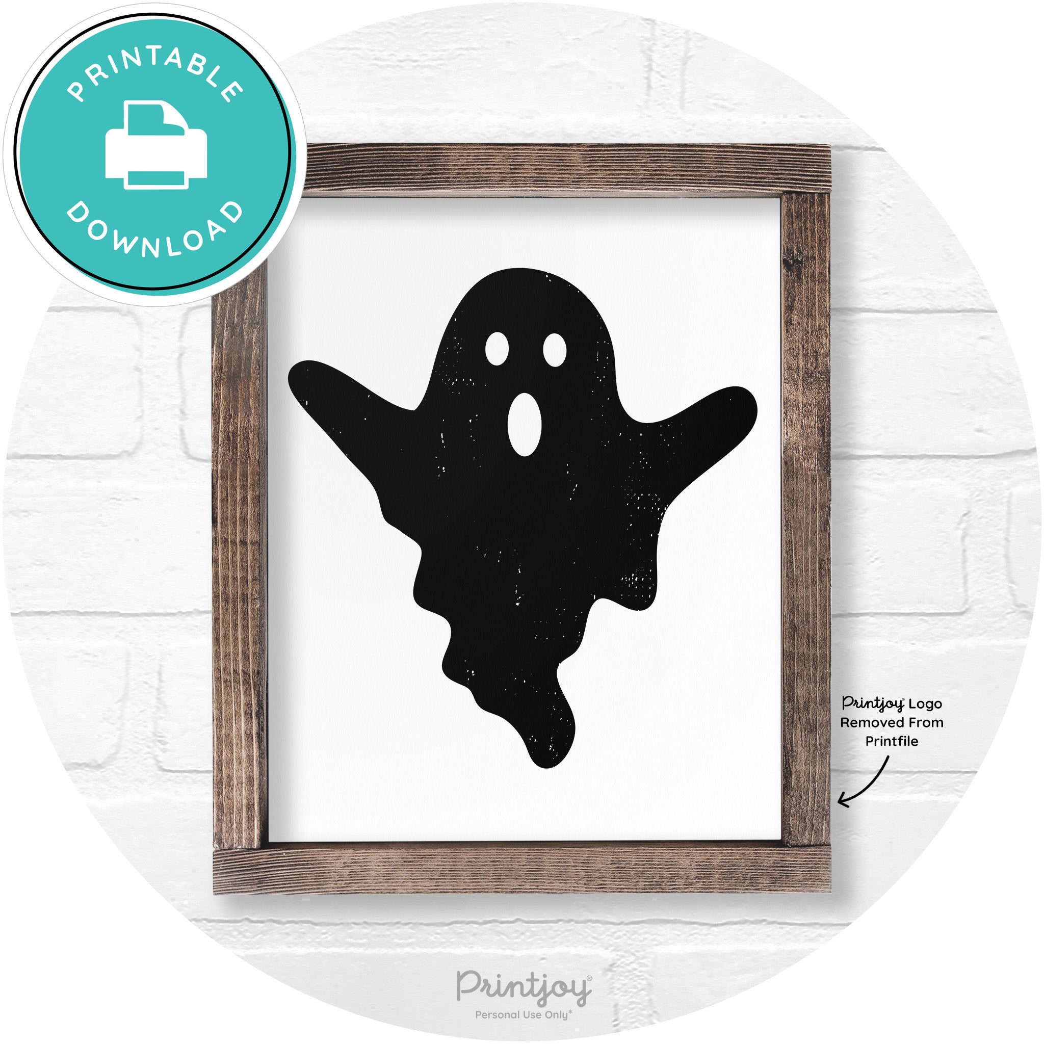 Halloween Cute Ghost Rustic Farmhouse Wall Art Free Printable - Printjoy