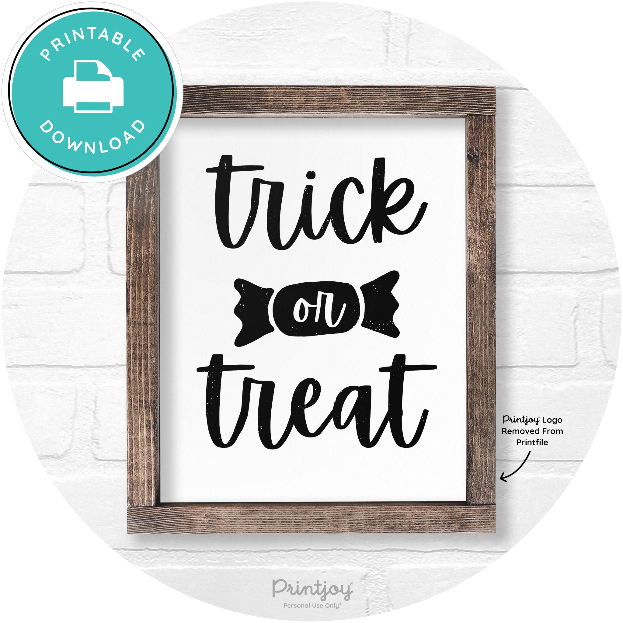 Trick Or Treat Halloween Rustic Farmhouse Wall Art Free Printable - Printjoy