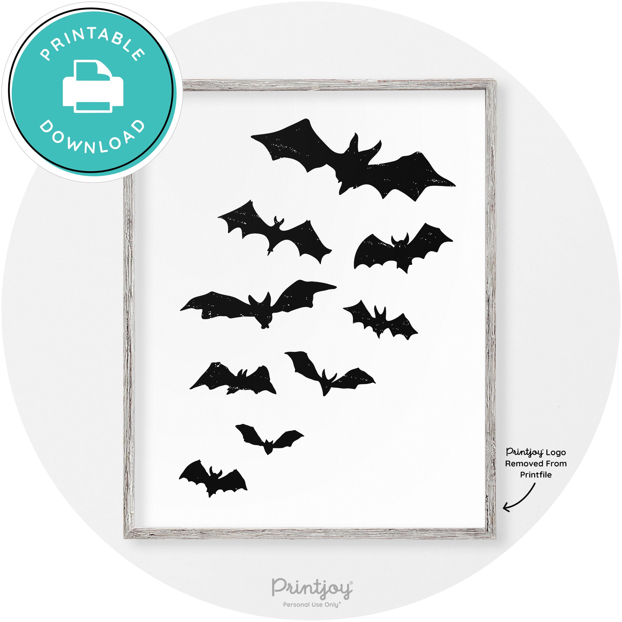 Halloween Bats Silhouette Modern Vintage Wall Art Free Printable - Printjoy