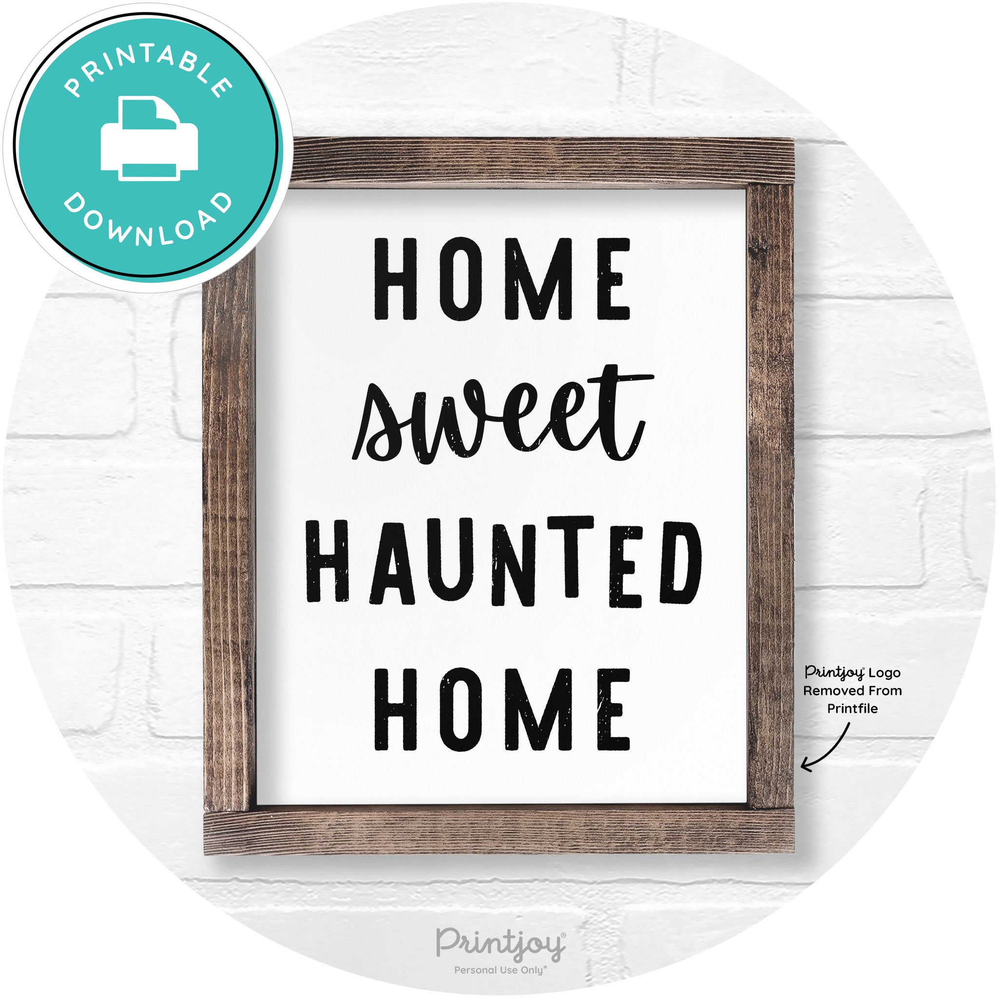 Home Sweet Haunted Home Rustic Halloween Wall Art Free Printable - Printjoy