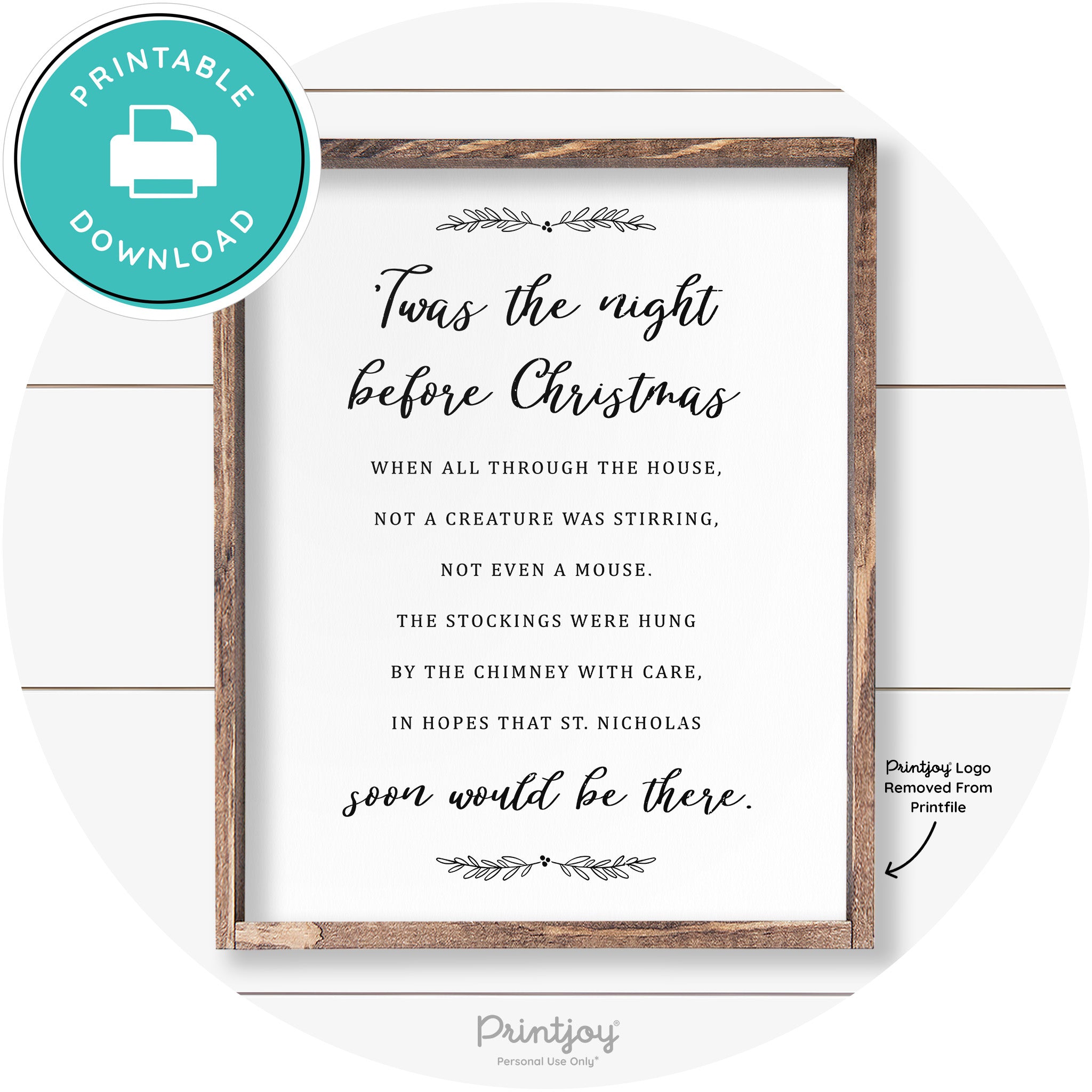 'Twas The Night Before Christmas Farmhouse Wall Art Free Printable - Printjoy