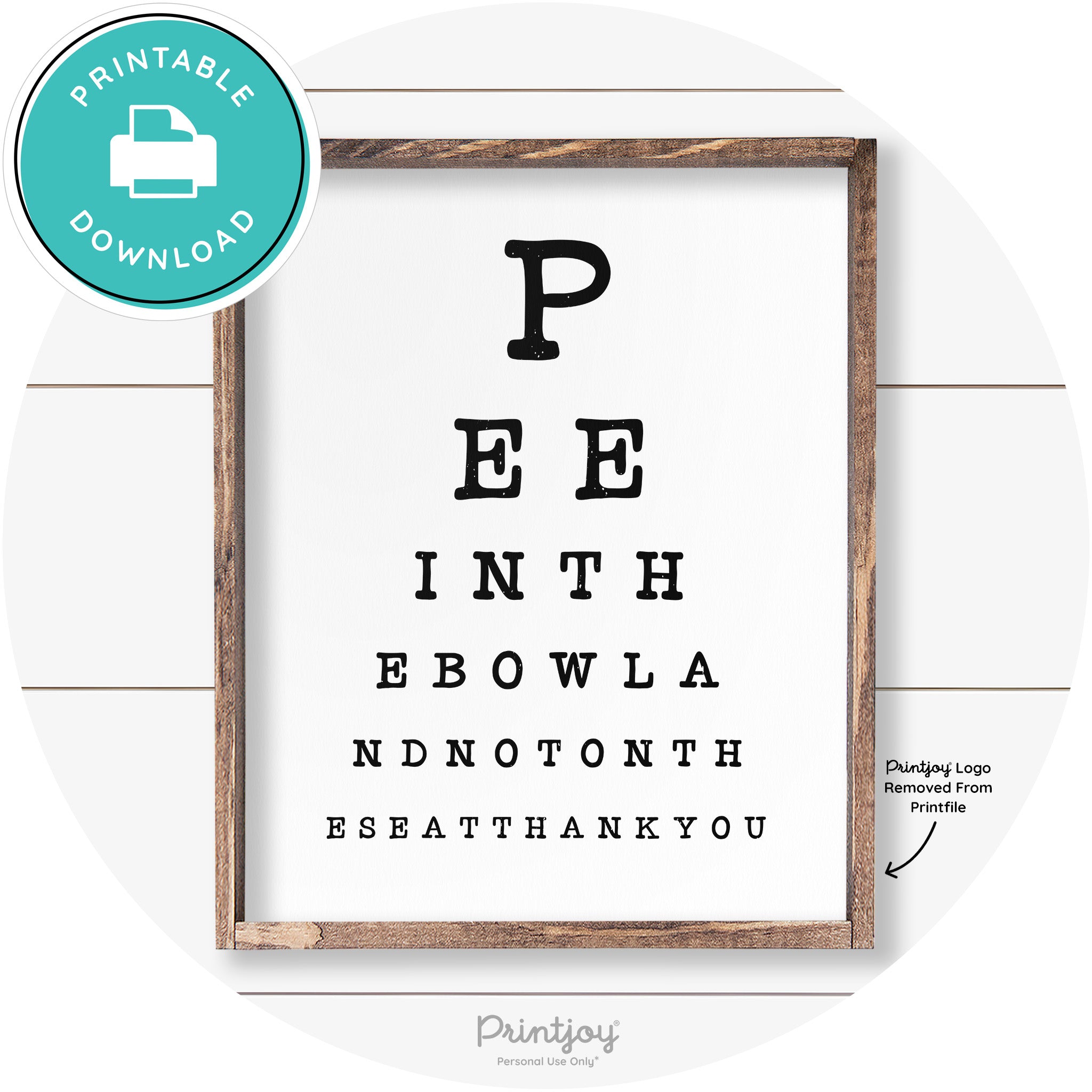 Pee In The Bowl Vision Test Bathroom Farmhouse Wall Art Free Printable