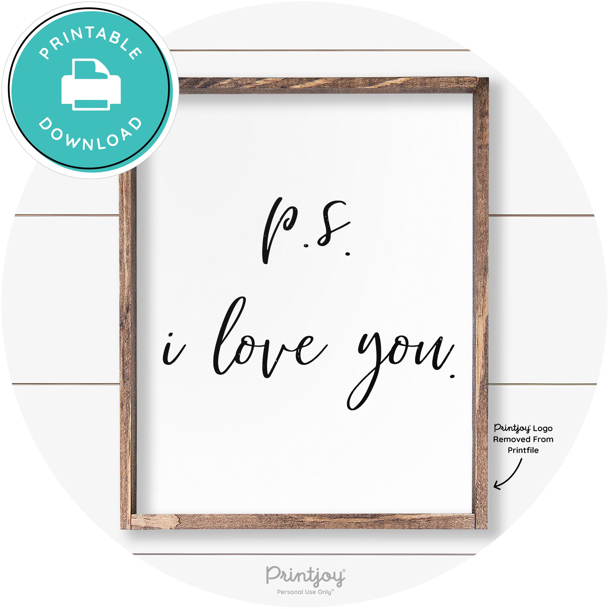 P.S. I Love You Cute Couples Farmhouse Wall Art Decor Free Printable