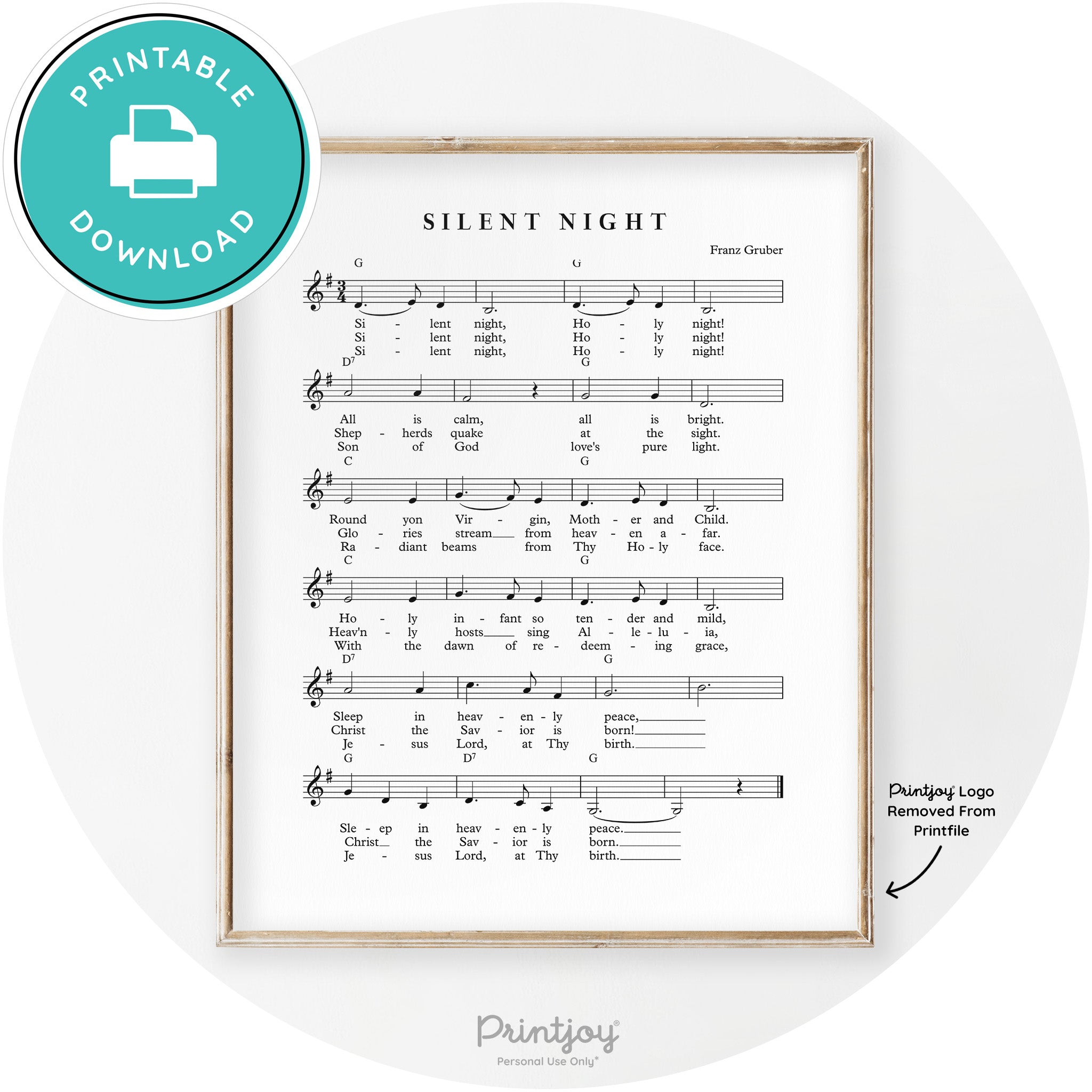 Silent Night Sheet Music Christmas Transitional Art Decor Free Printable