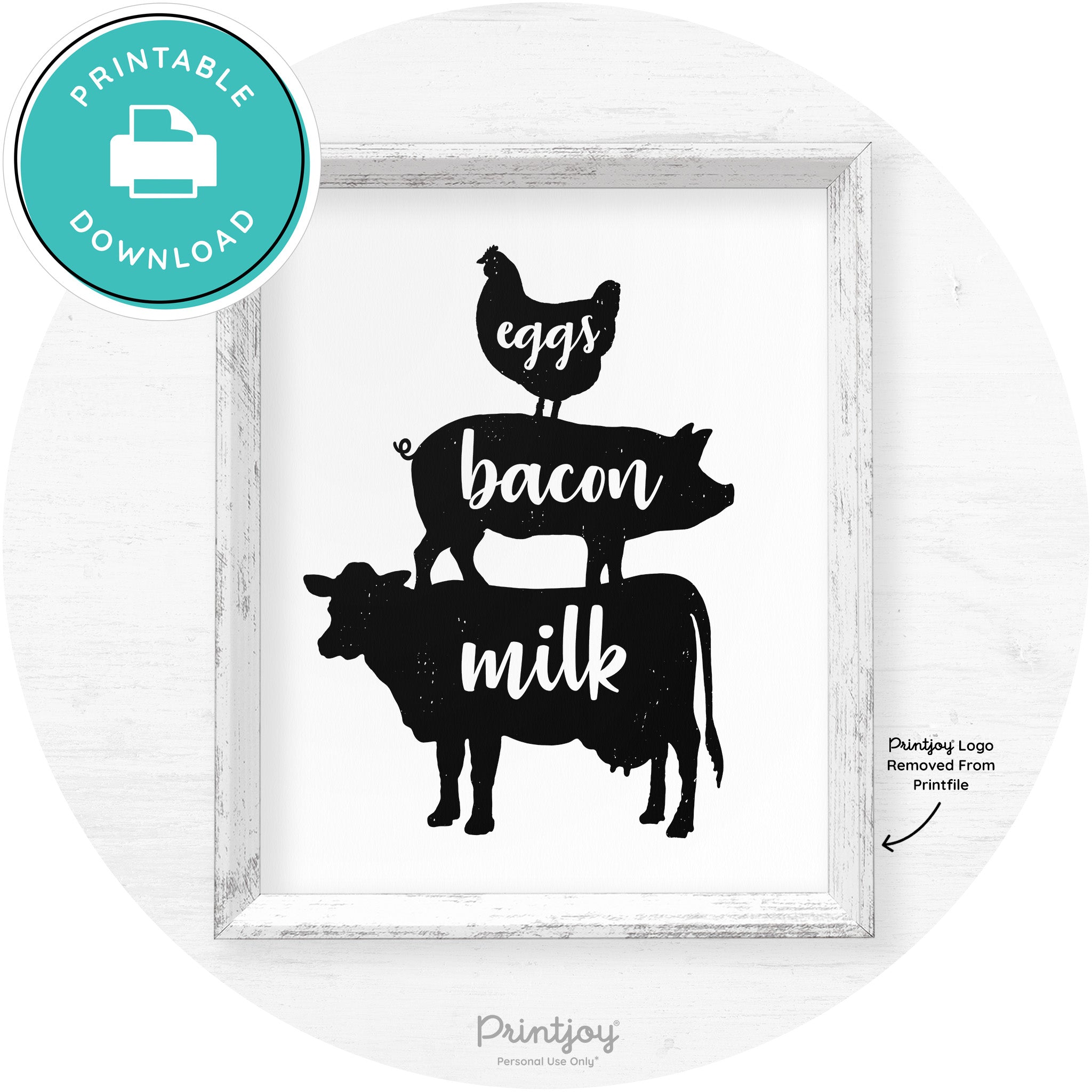 Stacked Farm Animals Eggs Bacon Milk Farmhouse Art Free Printable