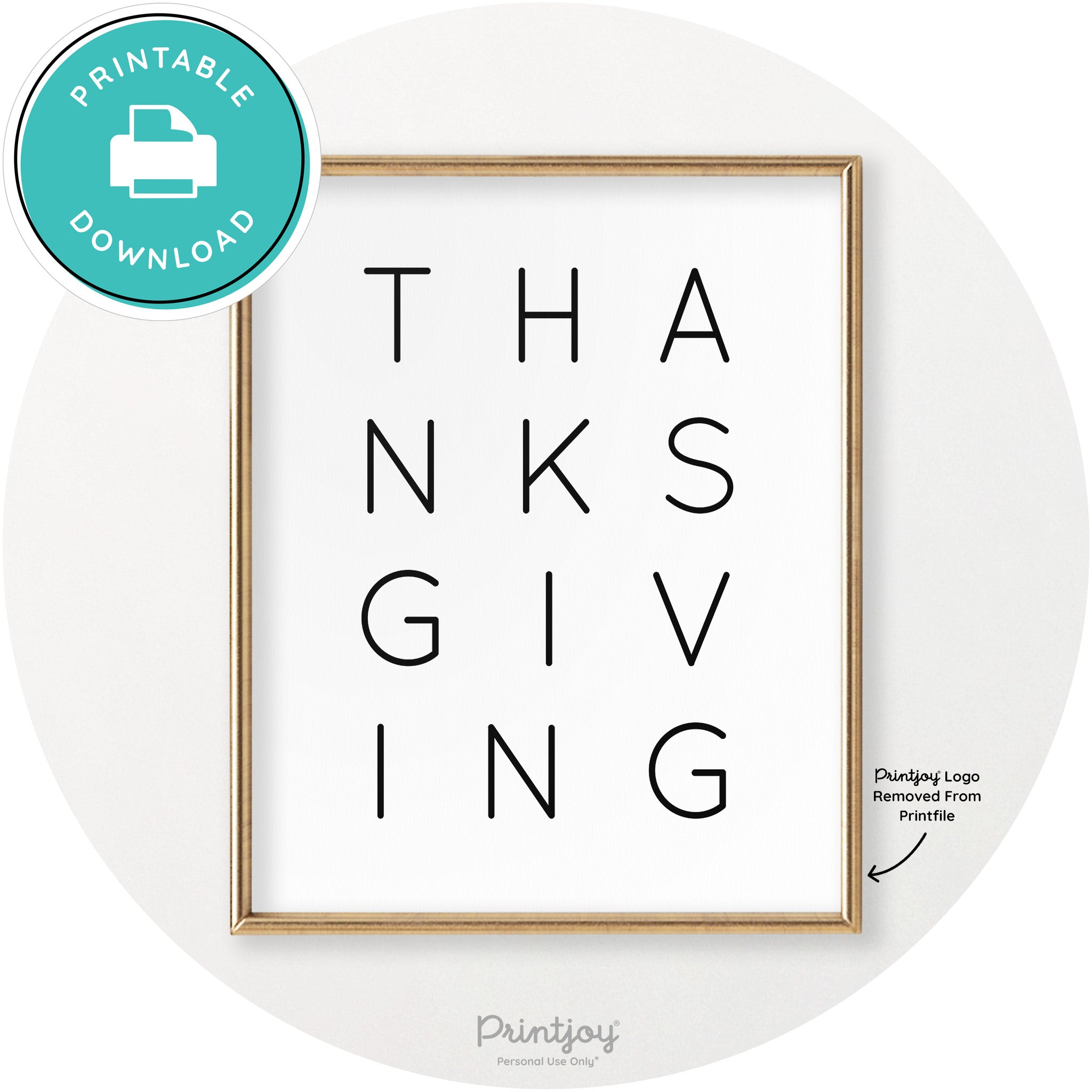 Thanksgiving Cute Typography Modern Chic Wall Art Printable - Printjoy