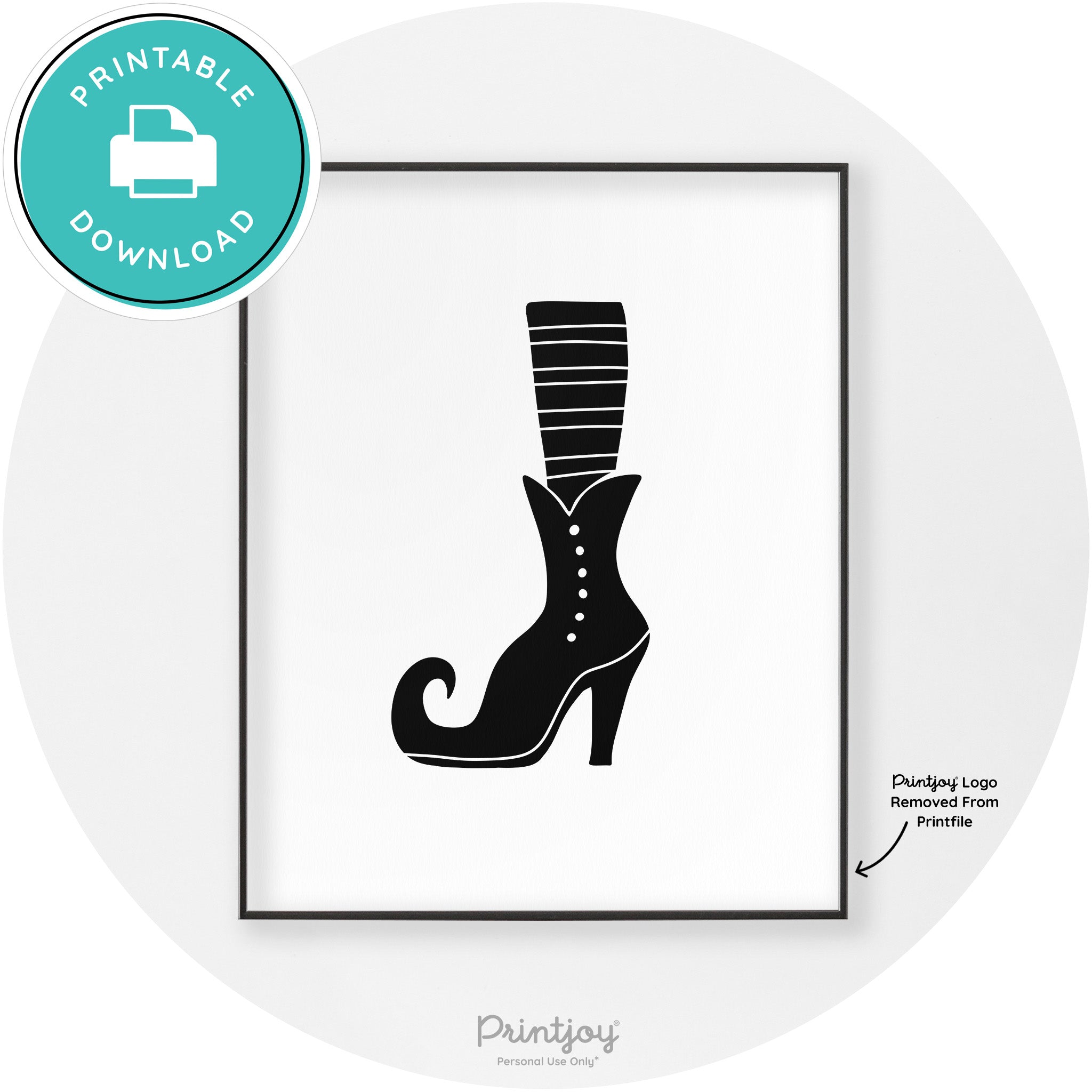 Witches Boot Halloween Cute Modern Chic Wall Art Free Printable - Printjoy