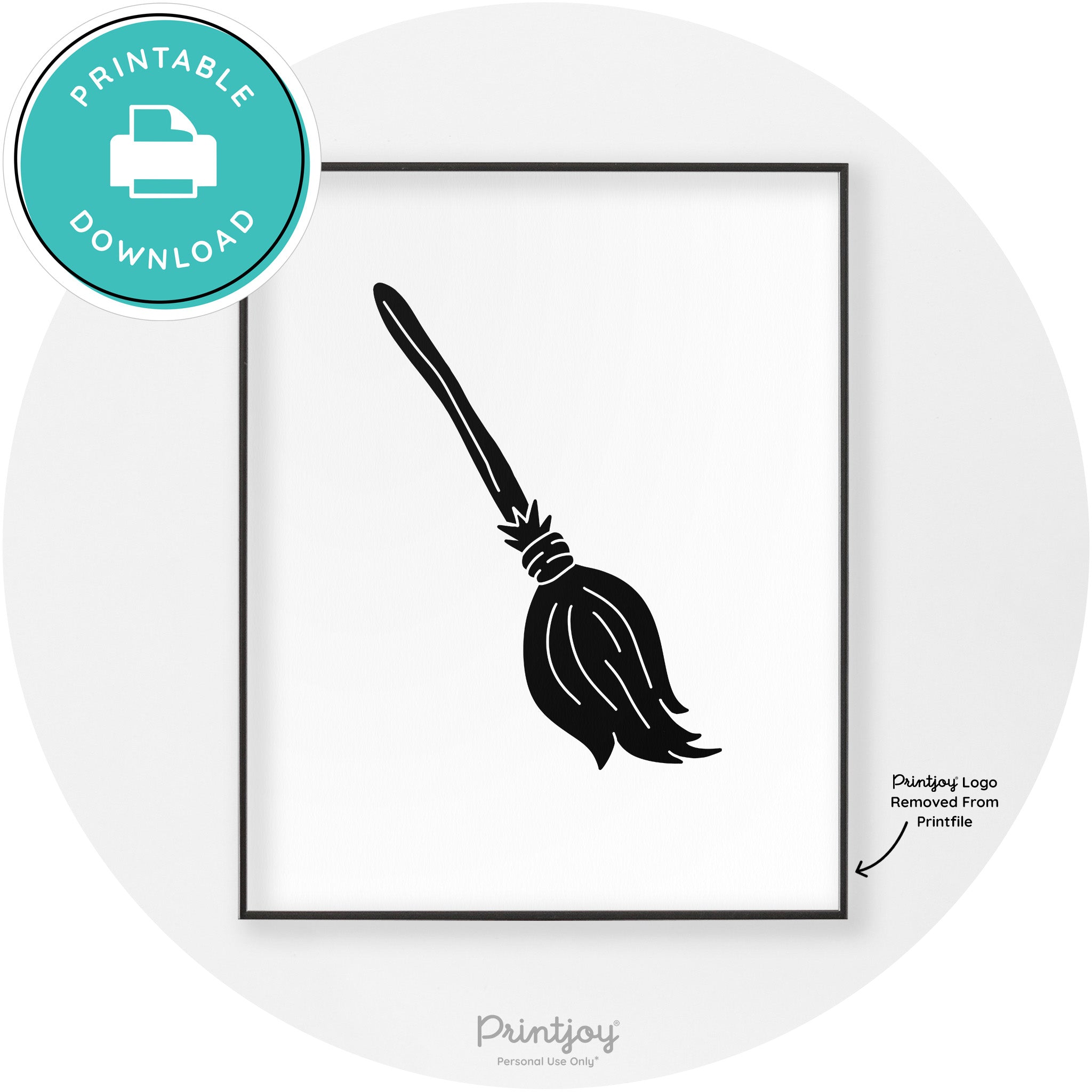 Witches Broom Halloween Cute Modern Chic Wall Art Free Printable - Printjoy