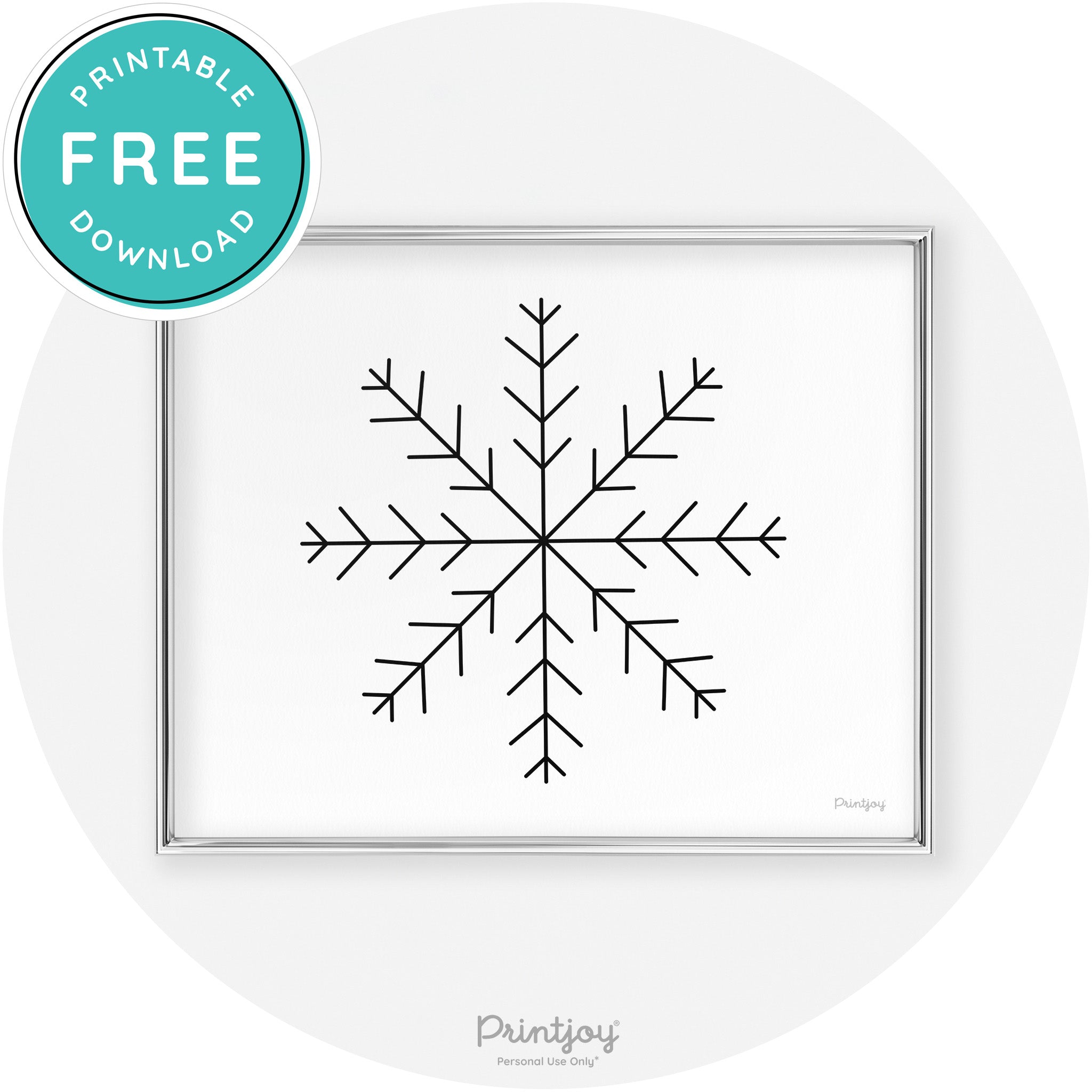 Snowflake Line Art Cute Winter Modern Chic Wall Art Free Printable - Printjoy